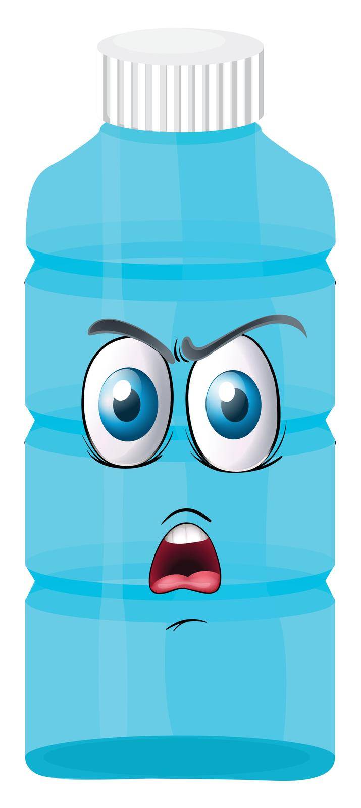 illustration of a bottle with a face on a white background