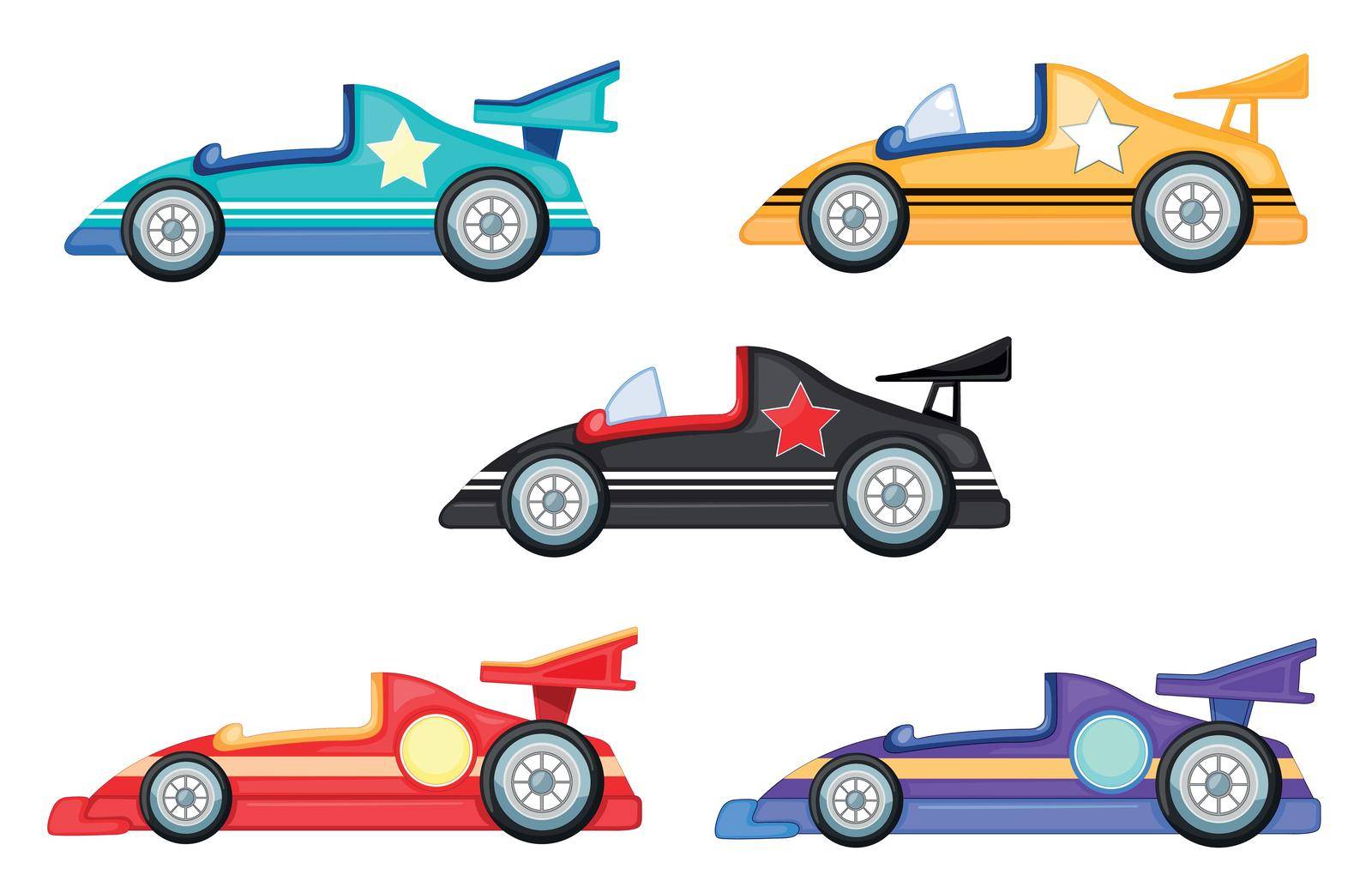 illustration of various cars on a white background