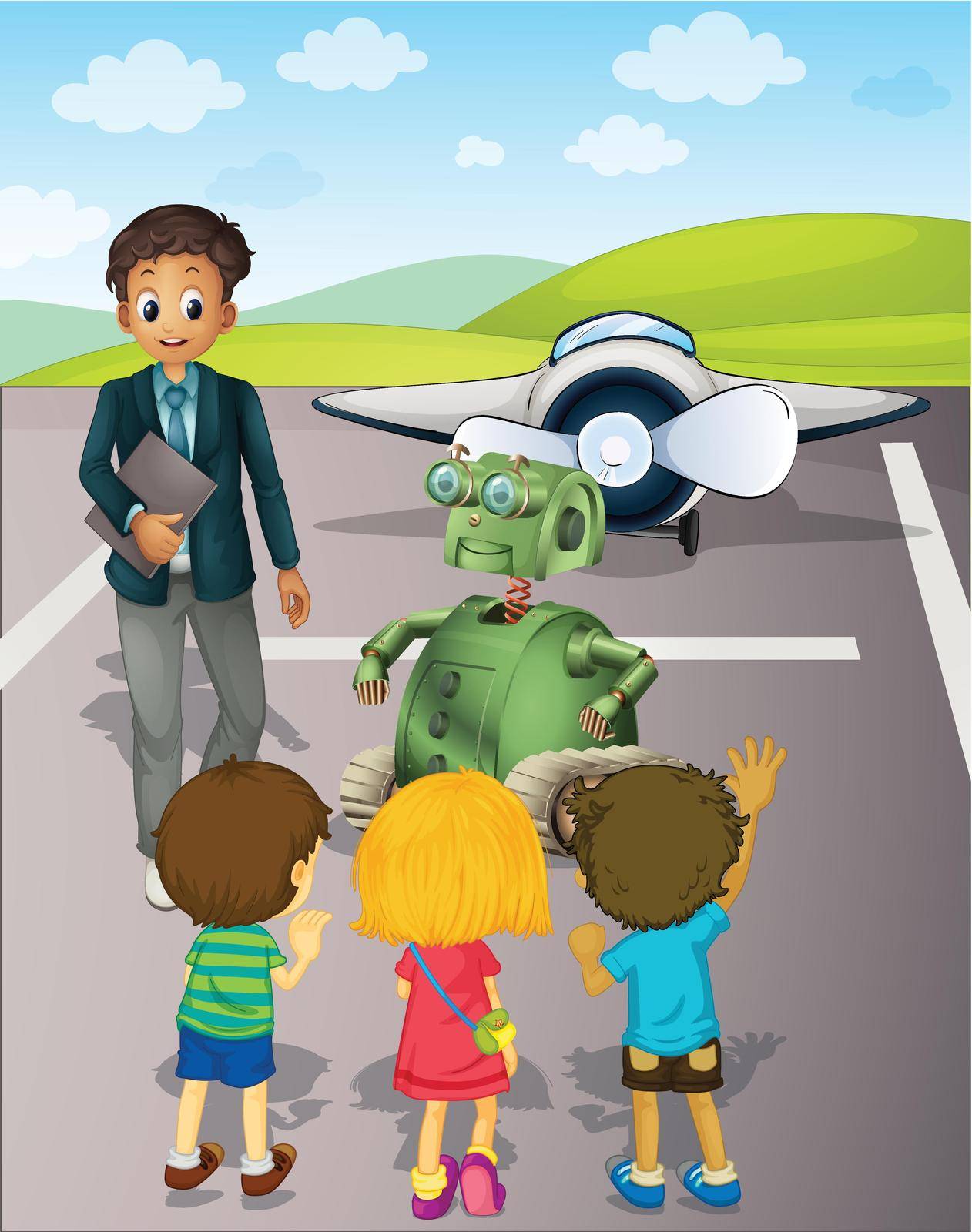 Illustration of kids at the airport