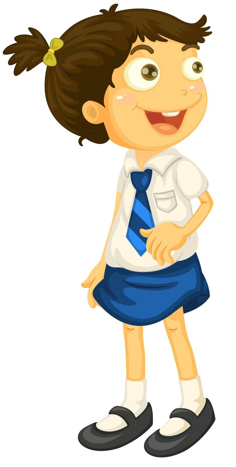 illustration of a girl in school uniform on a white
