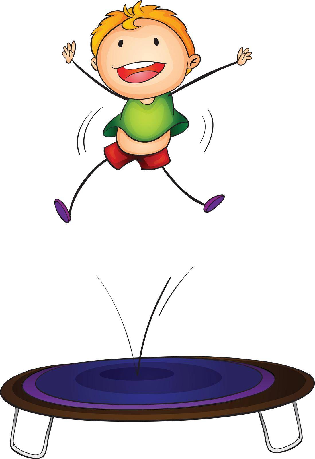 Illustration of a boy jumping on a trampoline
