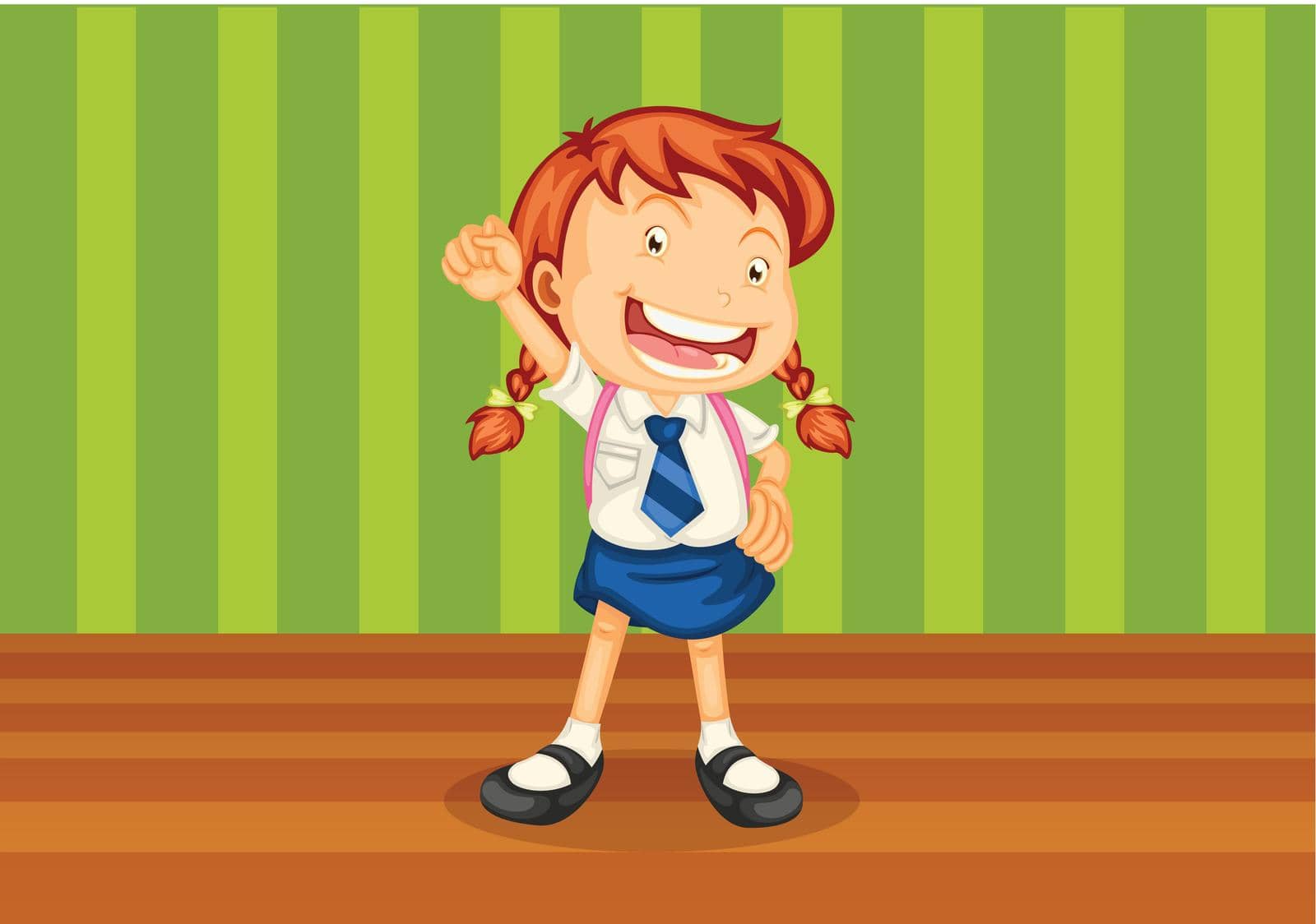 illustration of a girl with school bag
