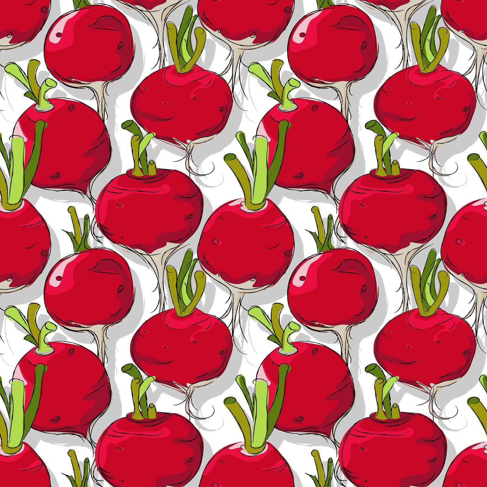 Radishes repeating pattern, editable vector template