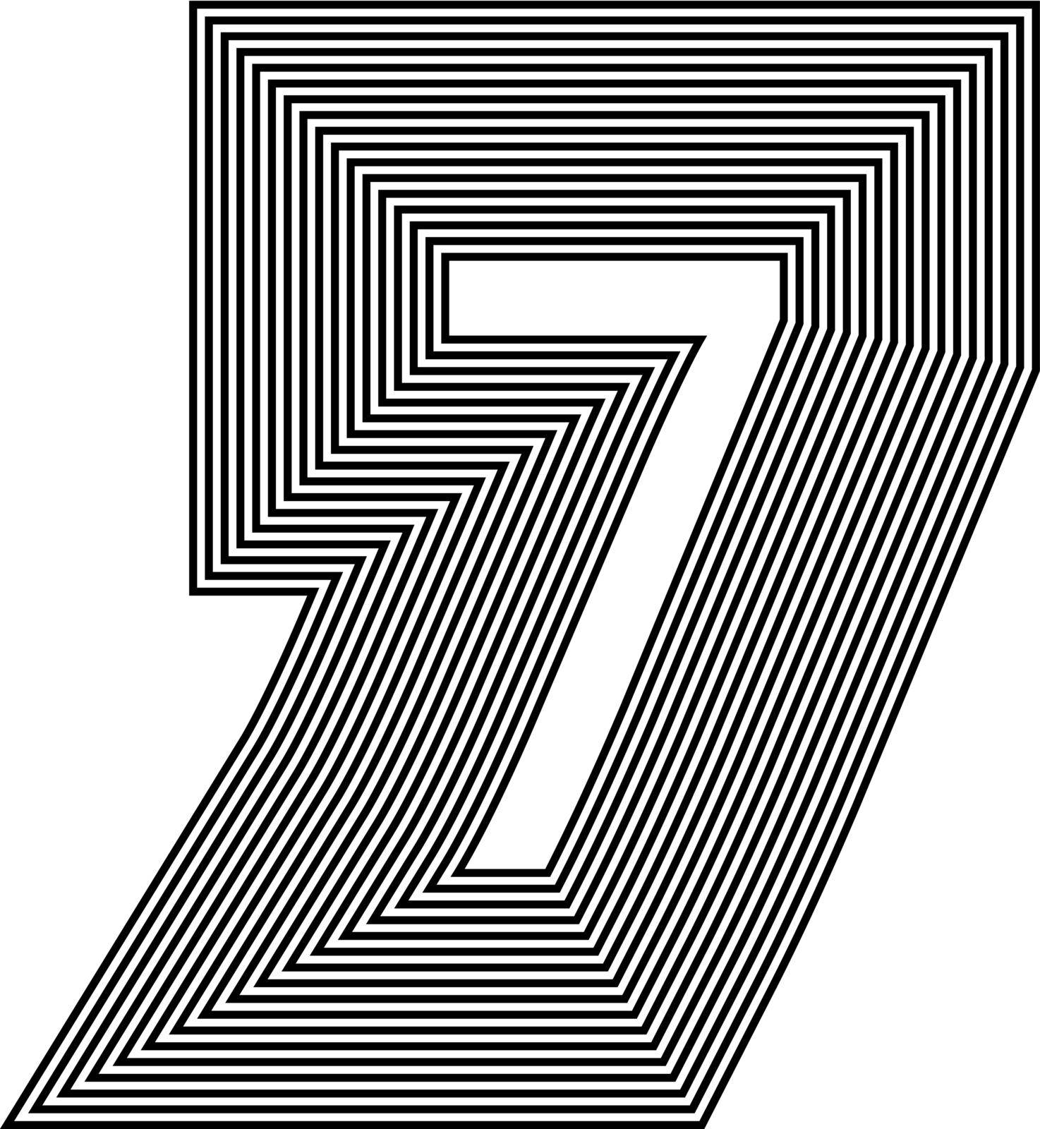 Number 7 Line Logo Icon Design - Vector Illustration