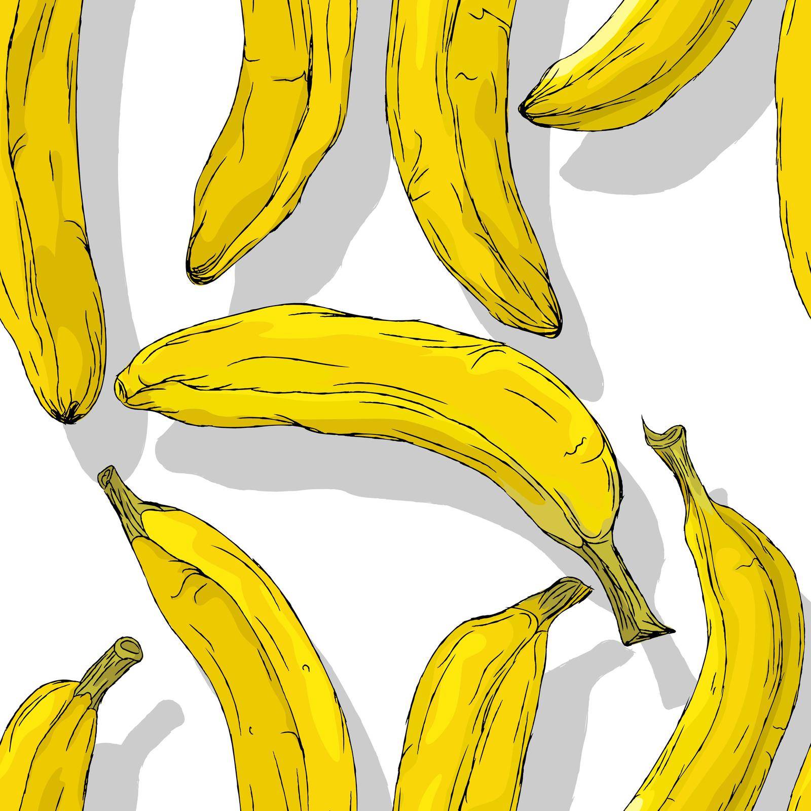 Bananas repeating pattern, editable vector template