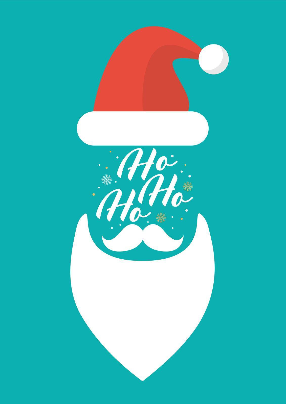 Hat Beard Mustache and Glasses of Santa with Ho-Ho-Ho text by siraanamwong