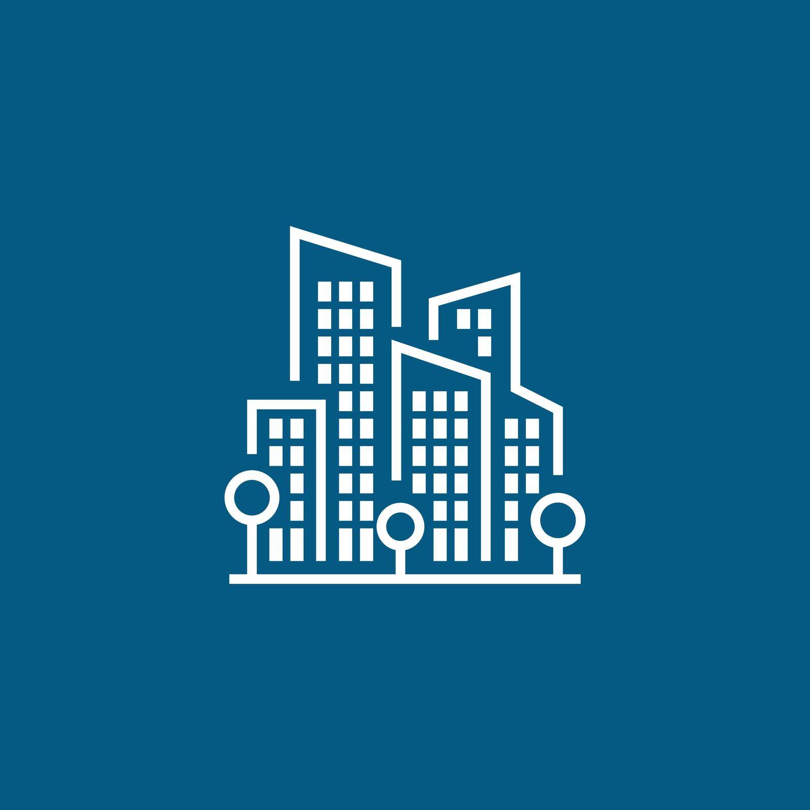 Buildings line icon by siraanamwong