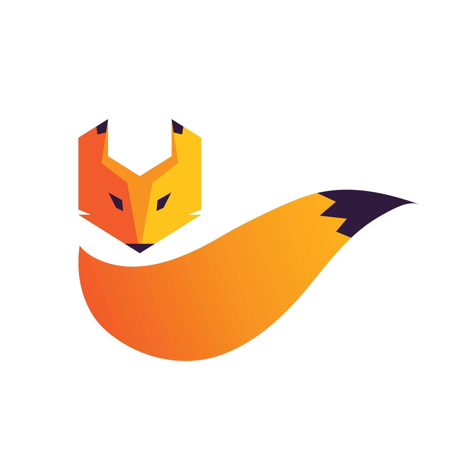 Fox head and tail logo by siraanamwong
