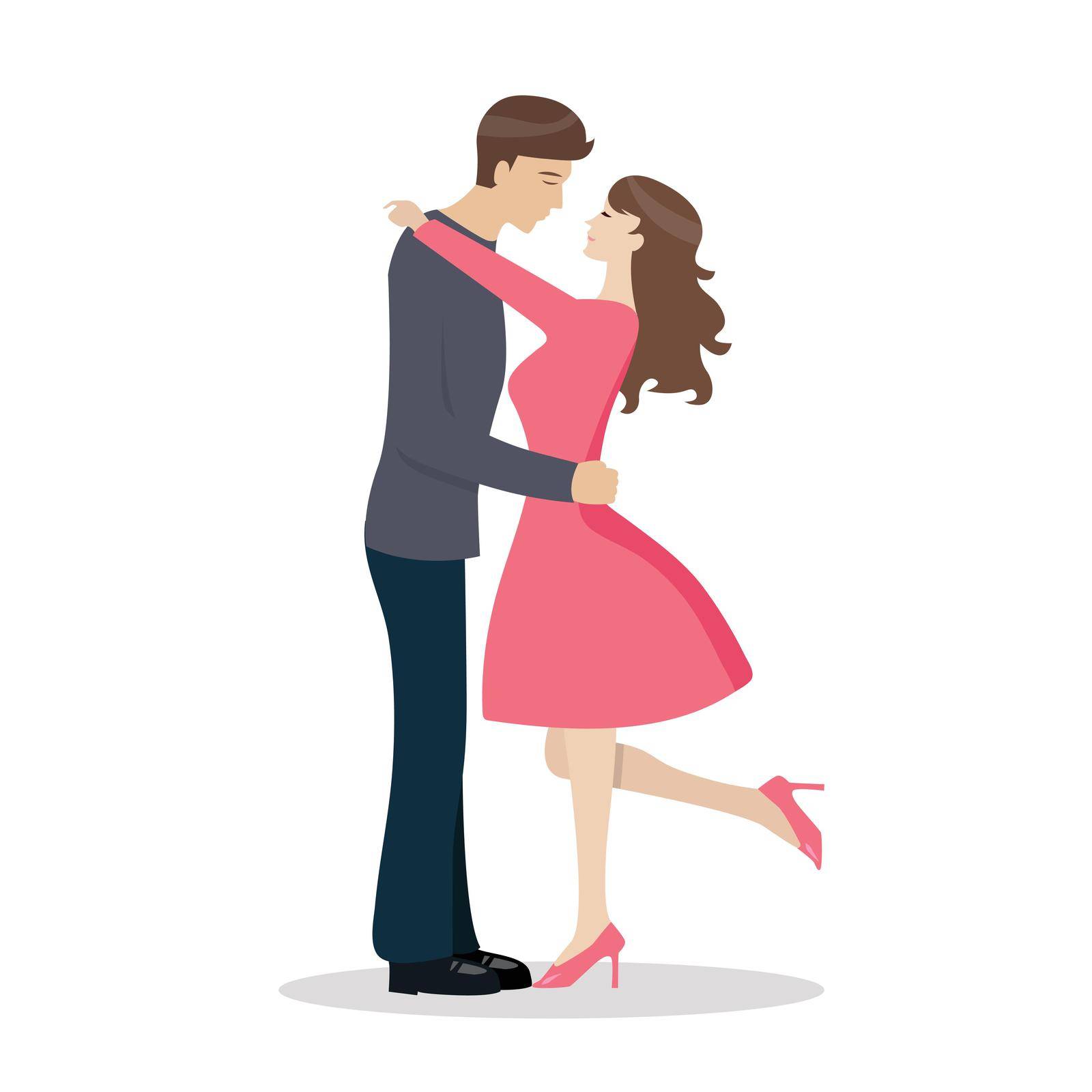 Loving couple are kissing. Vector illustration
