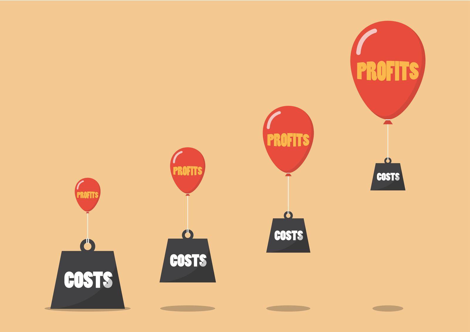 Profits and costs business metaphor by siraanamwong