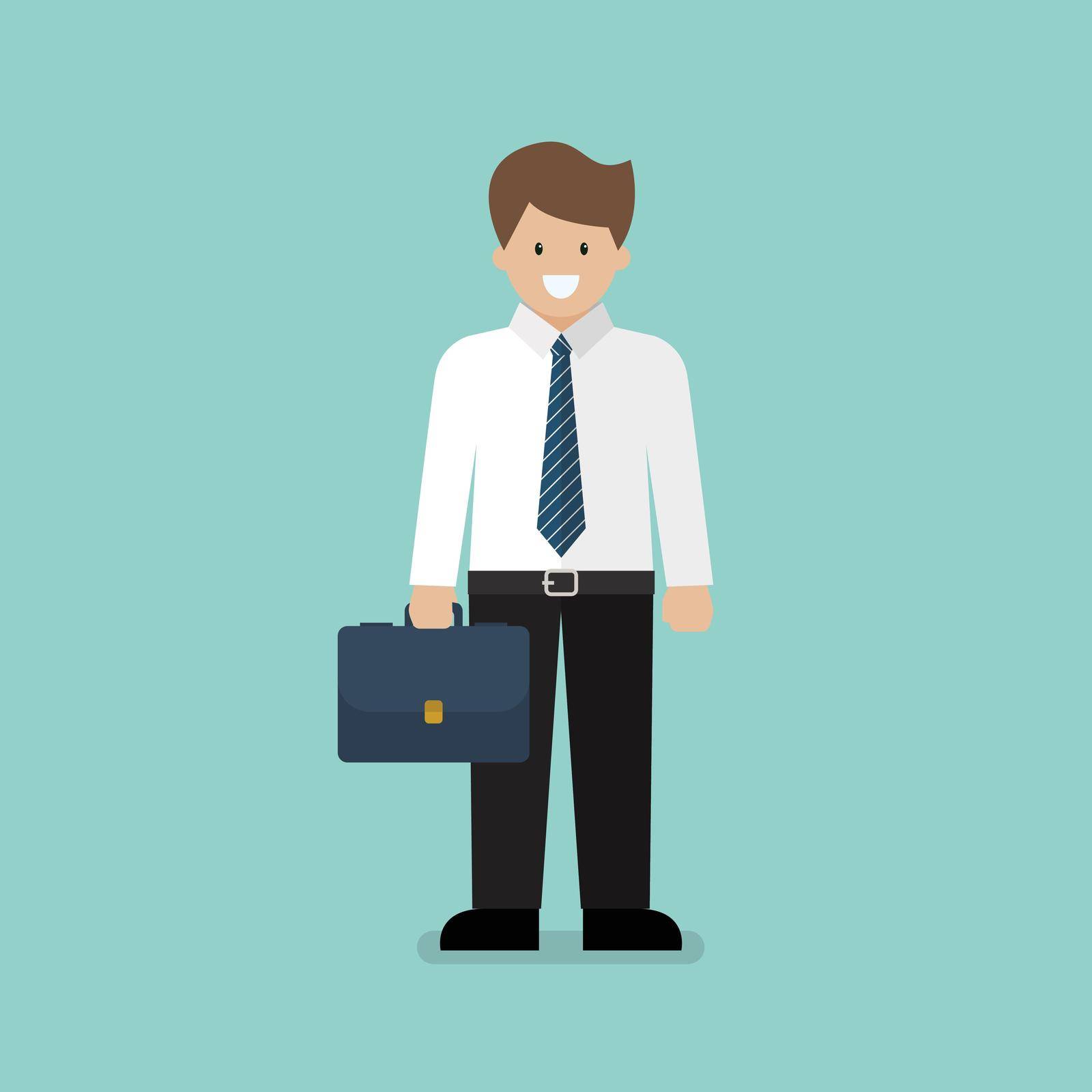 Businessman character cartoon. White collar worker in flat style