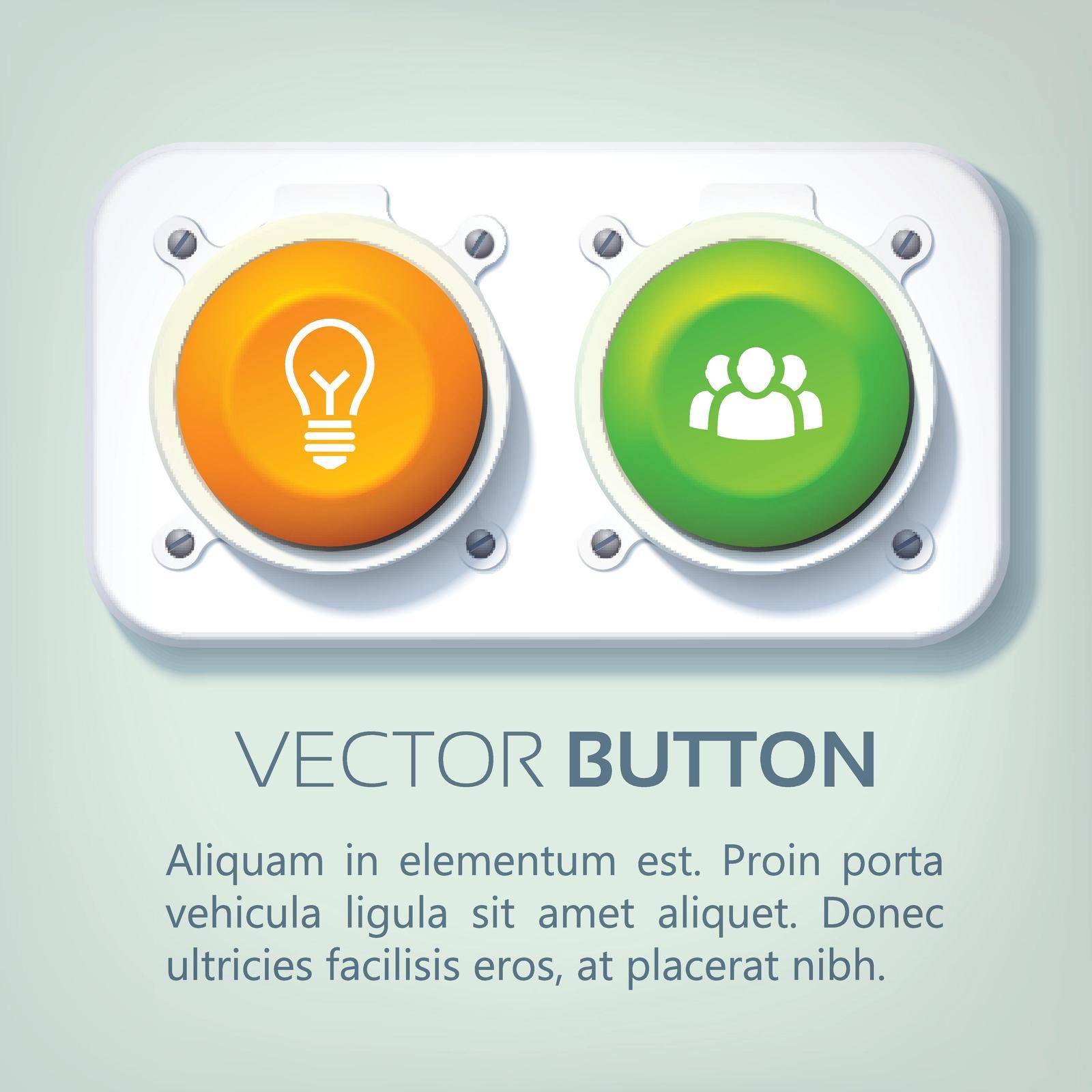 Abstract web infographics with metal panel colorful round buttons and business icons isolated vector illustration