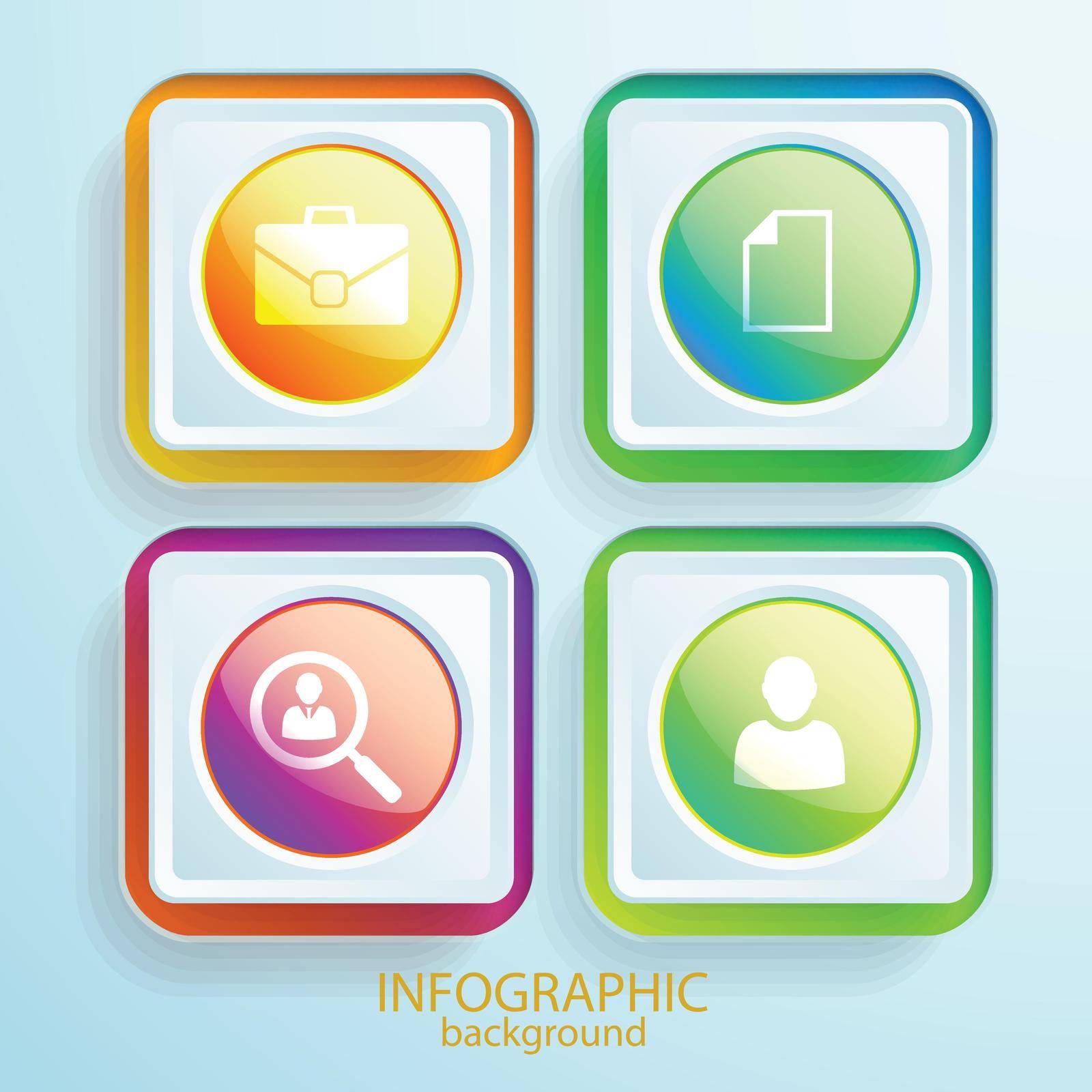 Abstract web infographics with business icons round glossy buttons and colorful square frames vector illustration
