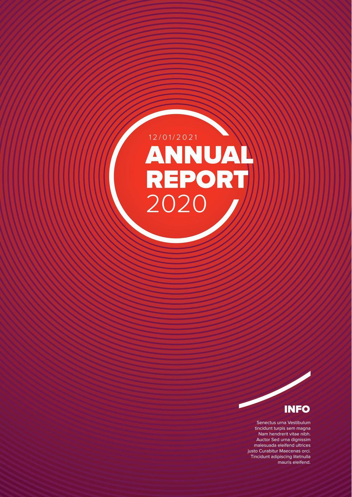 Vector abstract annual report cover template with sample text and abstract circle pattern - simple minimalistic layout for brochure cover, flyer or document front page