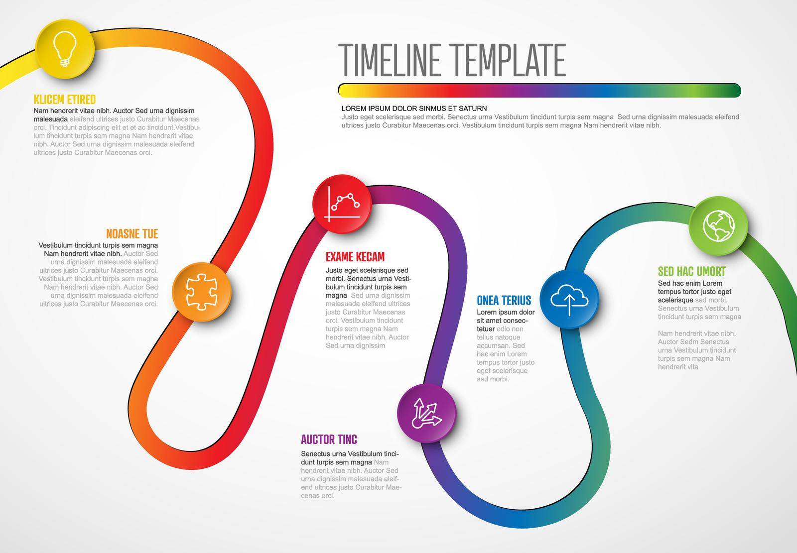 Vector Infographic Company Milestones curved Timeline Template by orson
