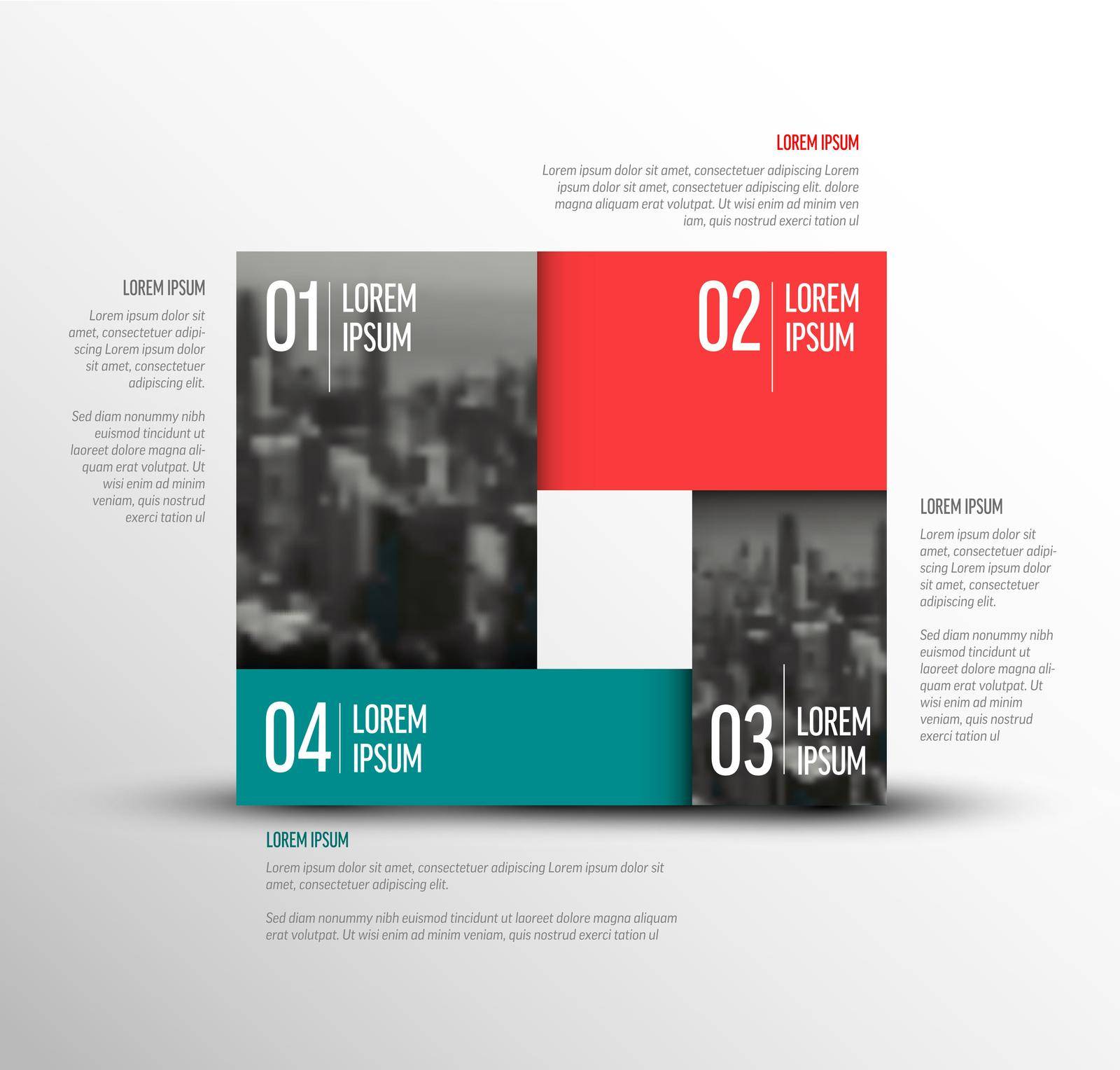 Vector simple infographic template with rectangle photo placeholders. Business company overview profile with twho photos and two solid color blocks. Multipurpose photo infograph or infochart.