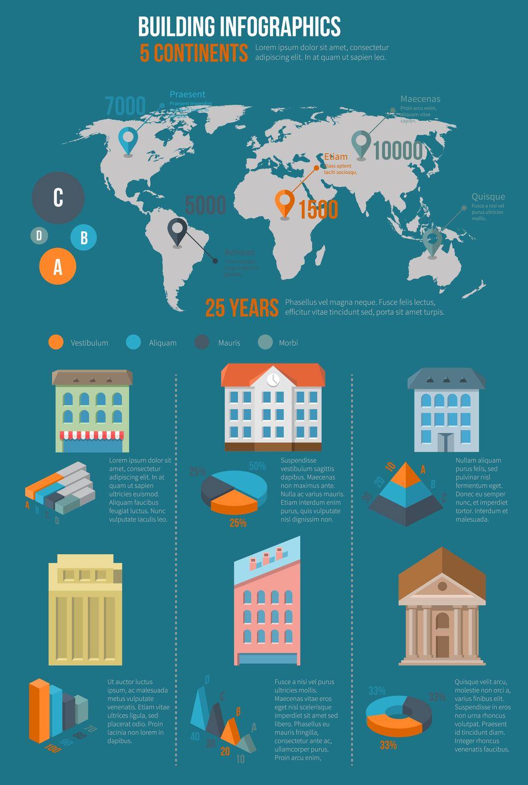 Building infographics. Map information, world chart and graphic, infochart industrial, vector illustration