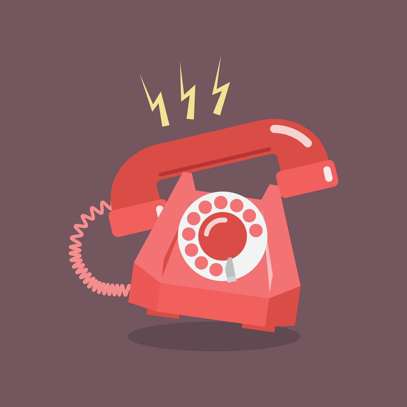 Retro Dial Telephone are Ringing. Vector illustration