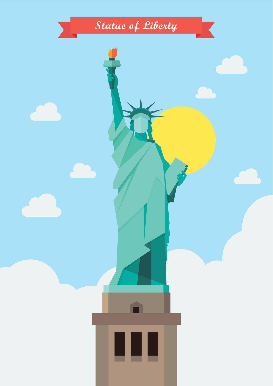 Statue of liberty illustration. Flat style design