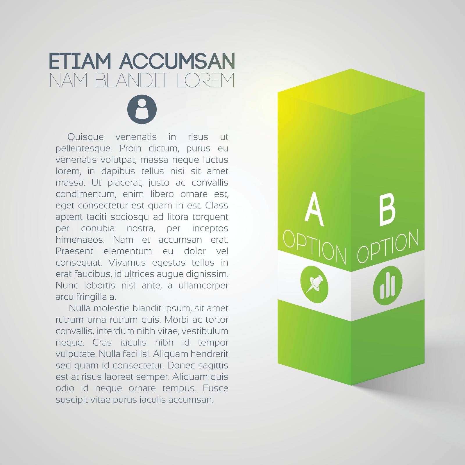 Business infographic template with text 3d green square column and icons on gray background isolated vector illustration