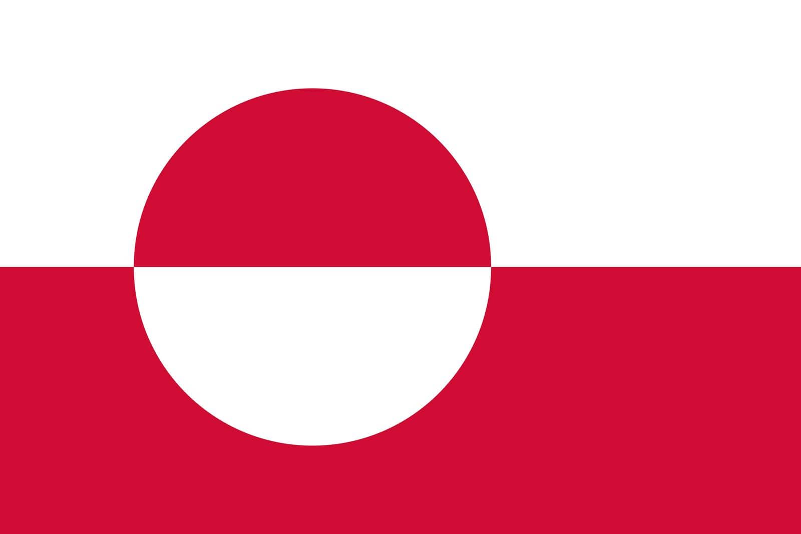 Greenland flag in real proportions and colors, vector image