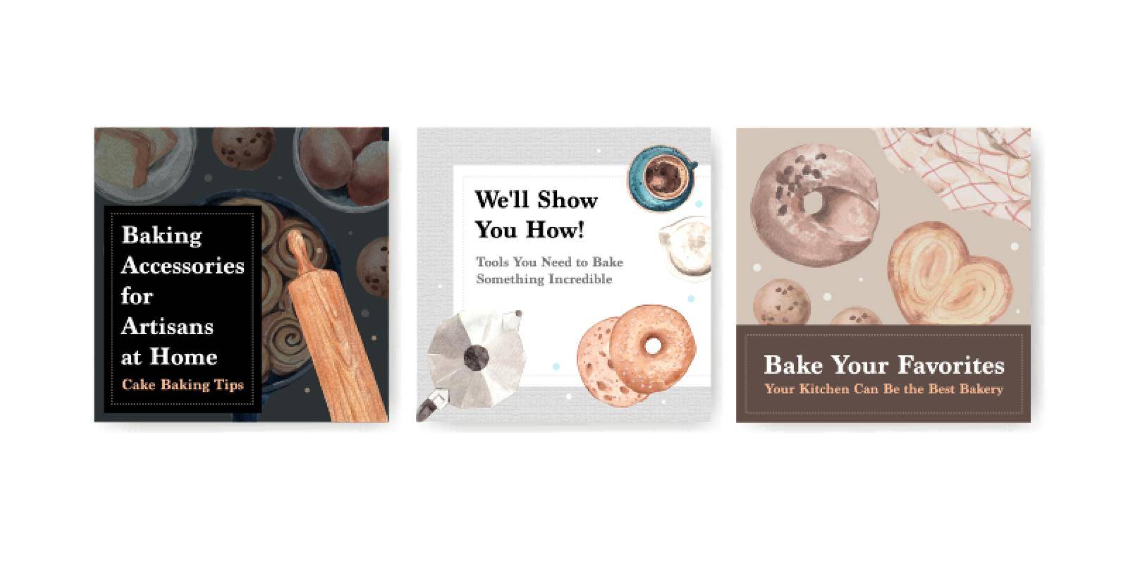 Ads template with bakery design for brochure and leaflet watercolor illustration by Photographeeasia