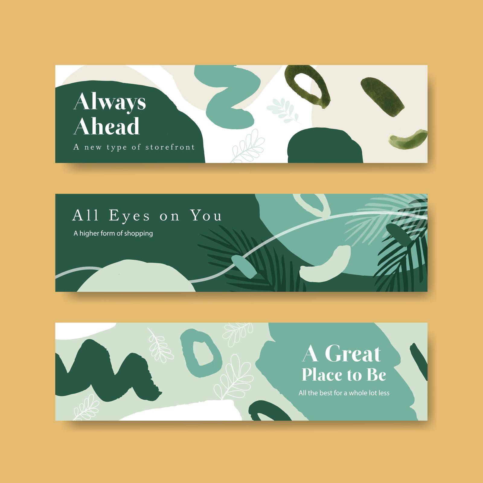 Banner template with shopping design for leaflet and marketing watercolor illustration