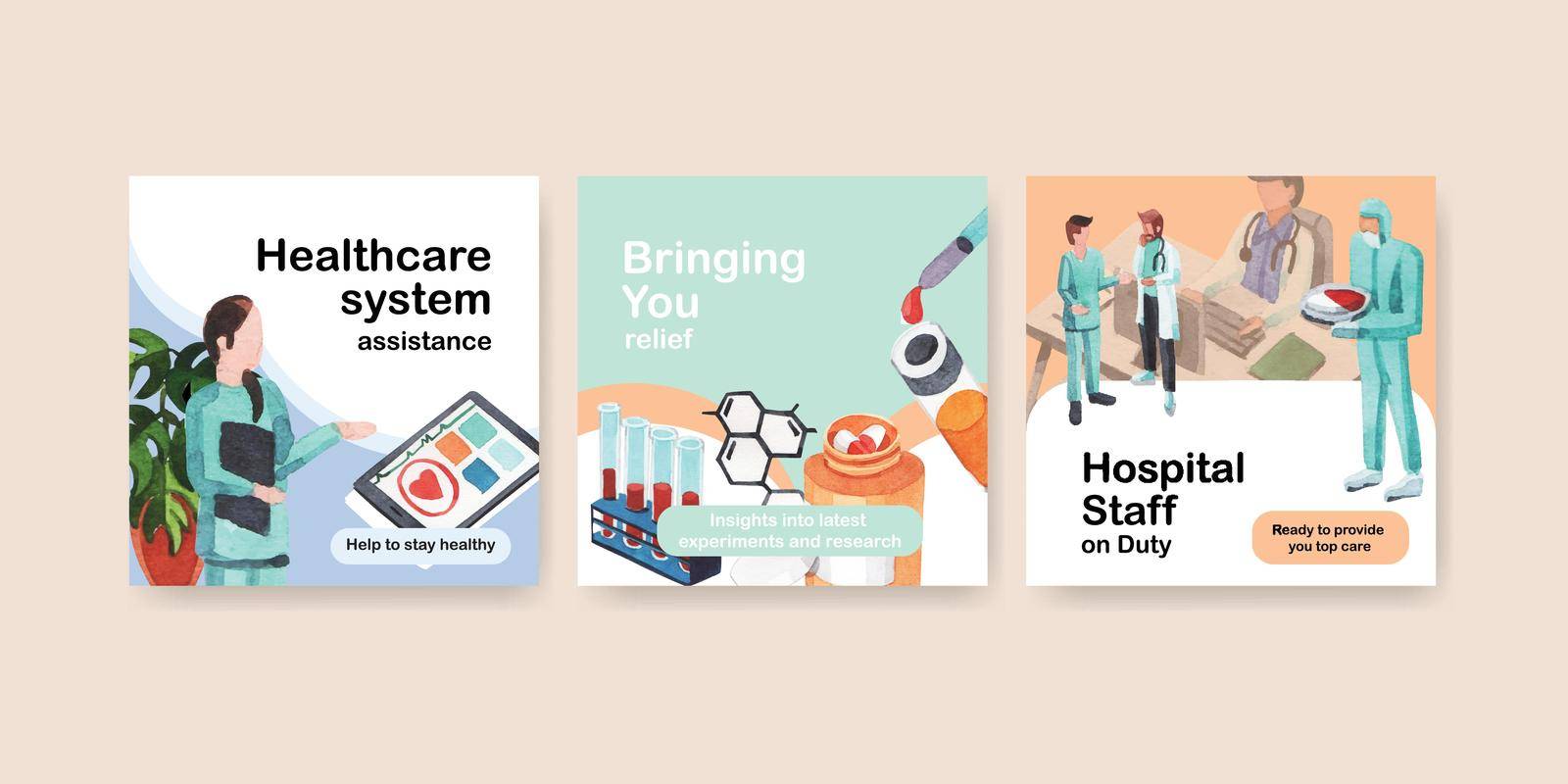 Advertising template with healthcare and hospital by Photographeeasia