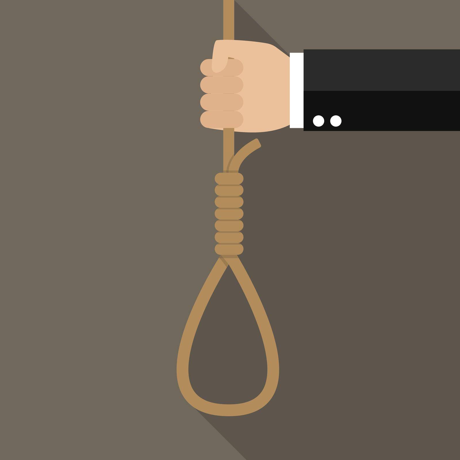Hand with rope hanging loop. Vector illustration