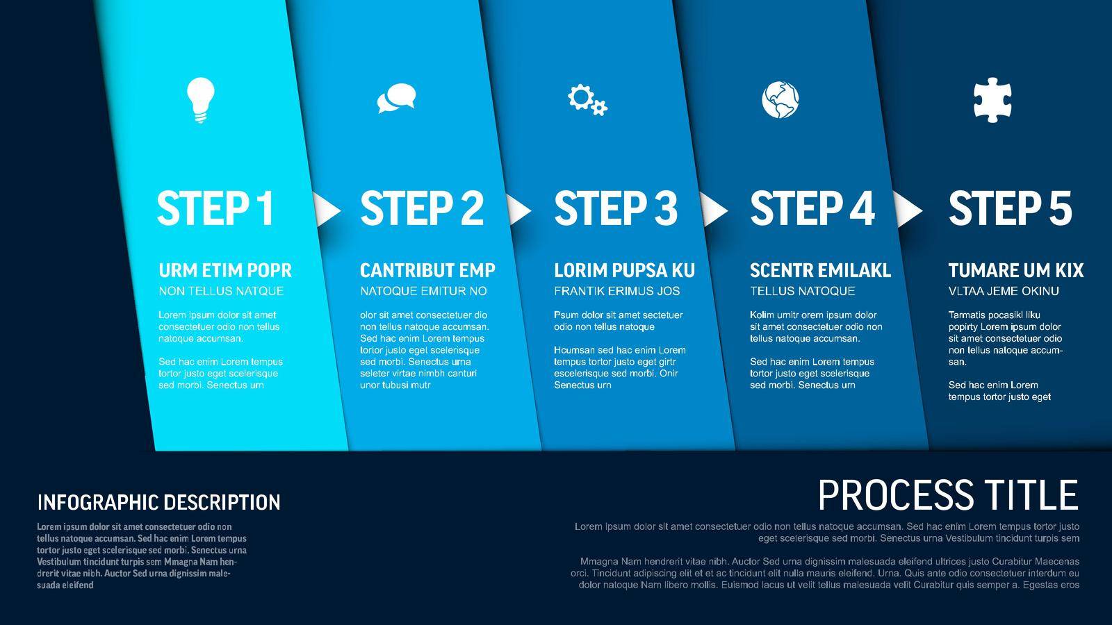 Progress template with five blue steps and icons by orson