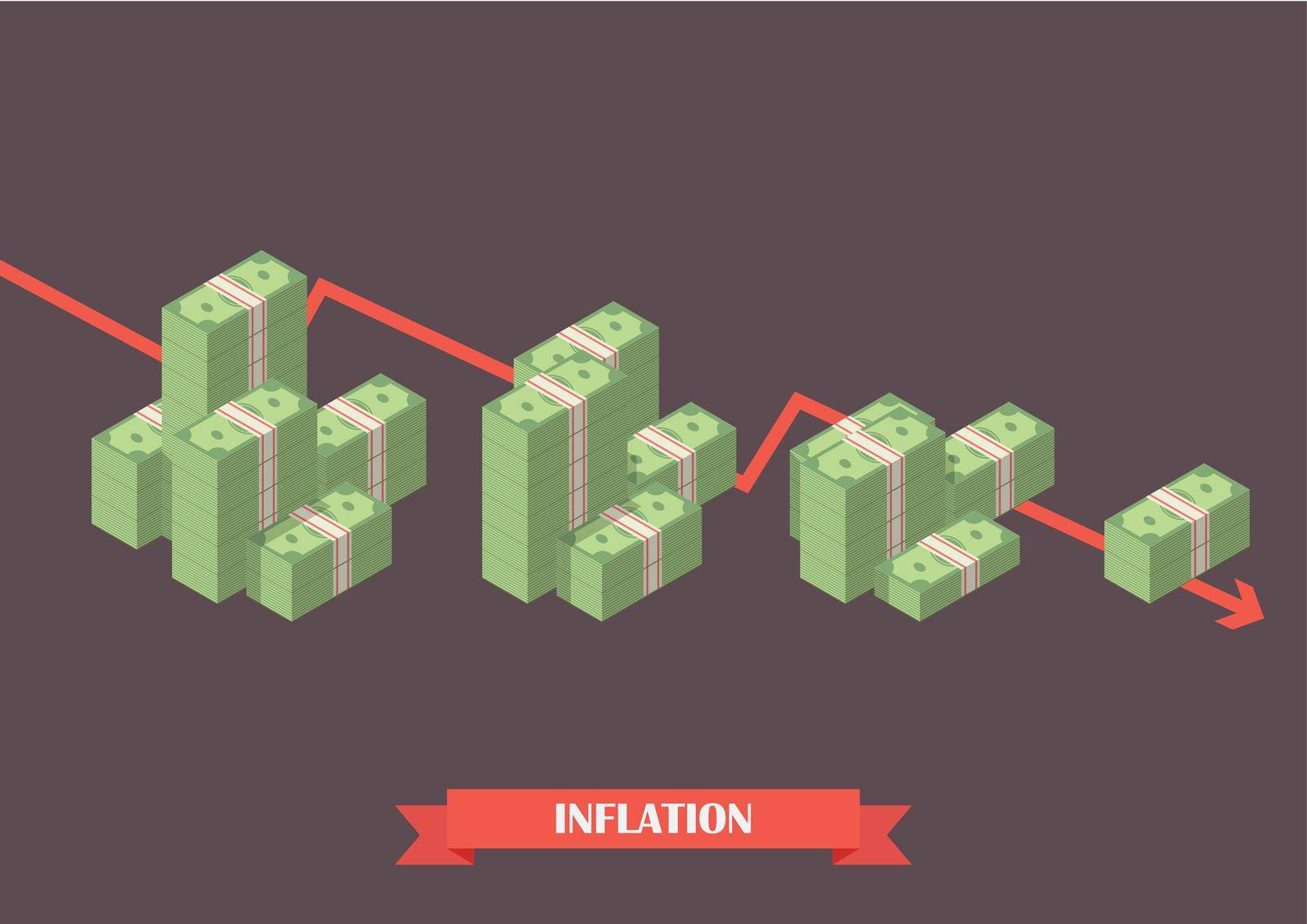 Cash money inflation concept. Economy concept