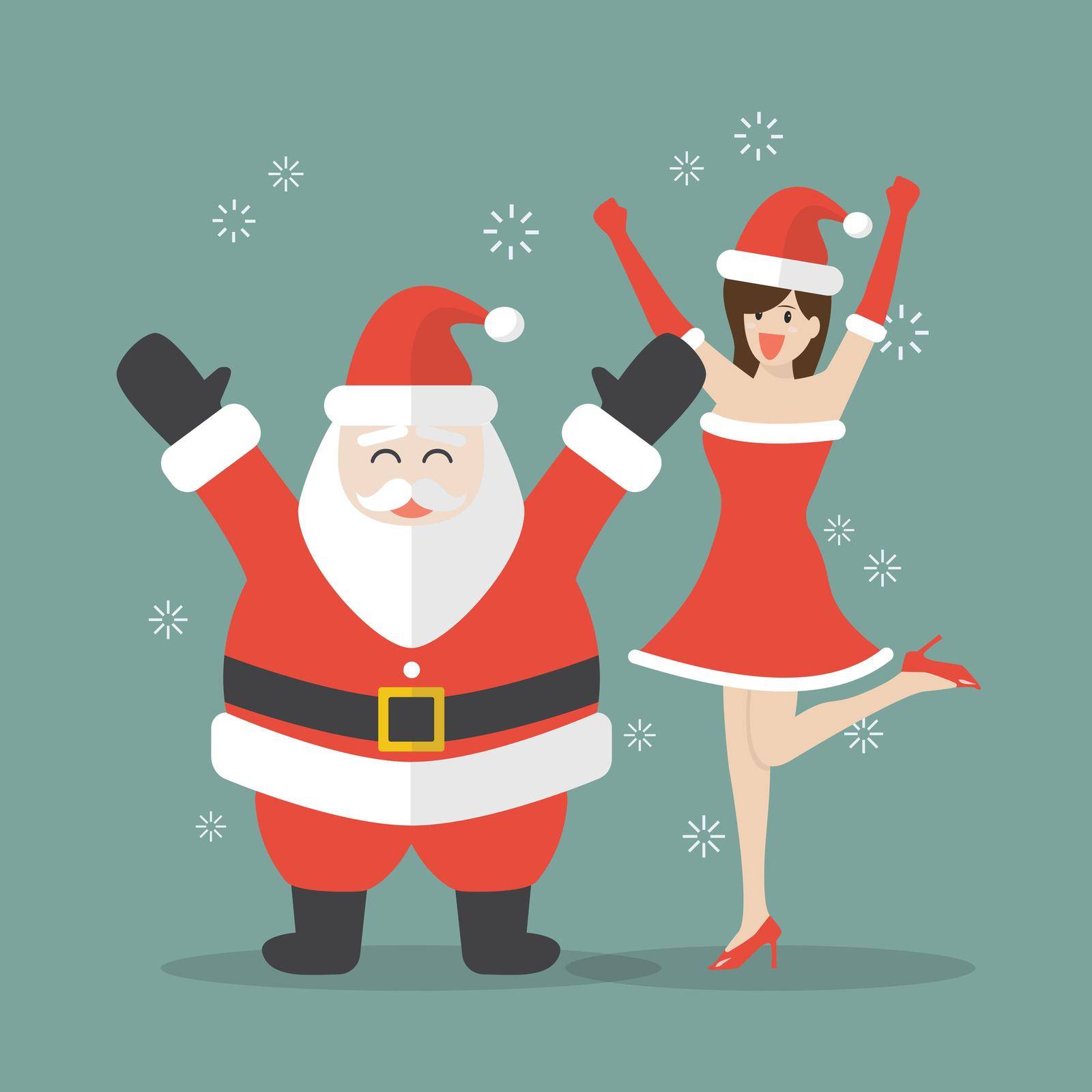 Santa claus and Santa woman. vector illustration