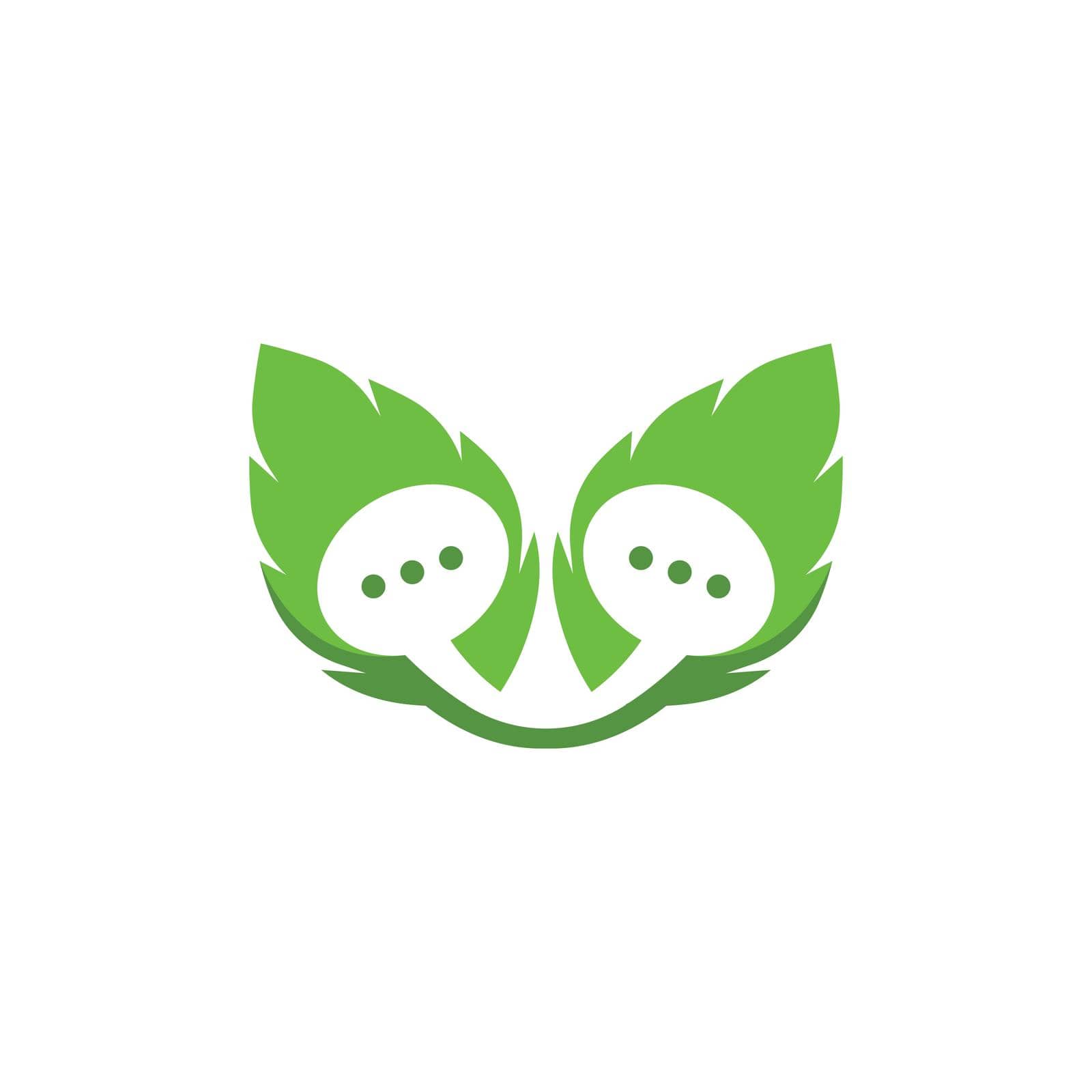 speech bubble leaf concept  logo icon vector by idan