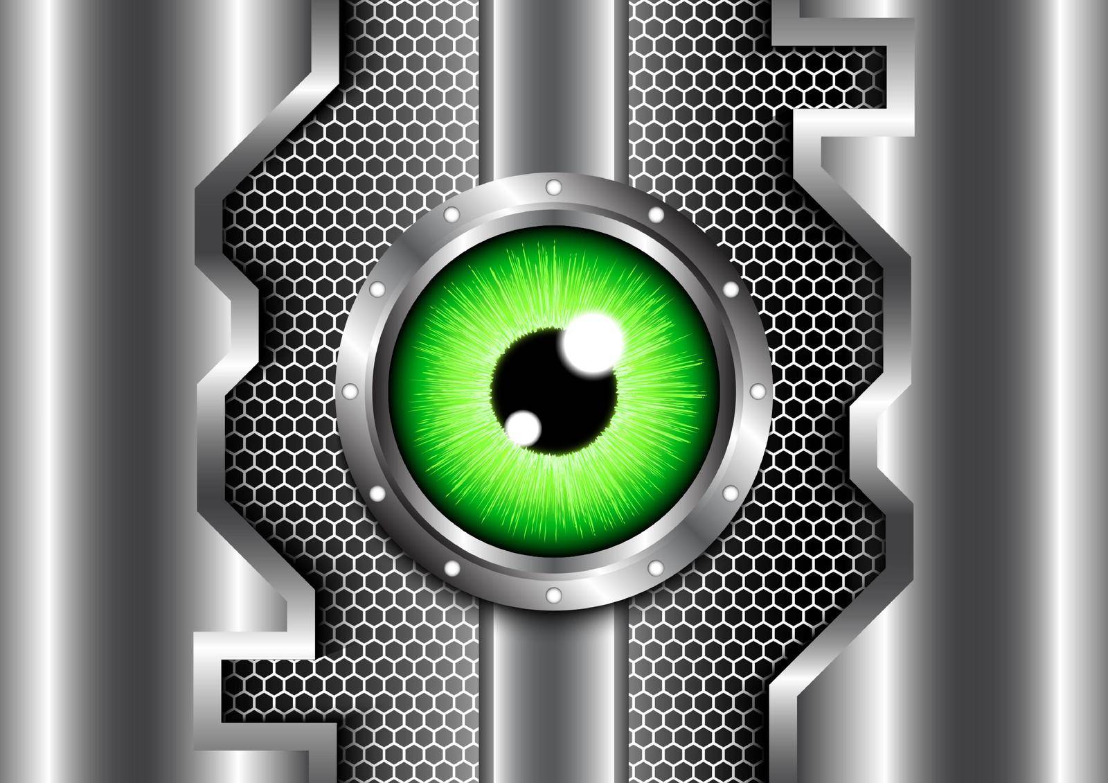 Green eye safety and security mechanism of technology futuristic digital concept .Abstract background by BOTCookie