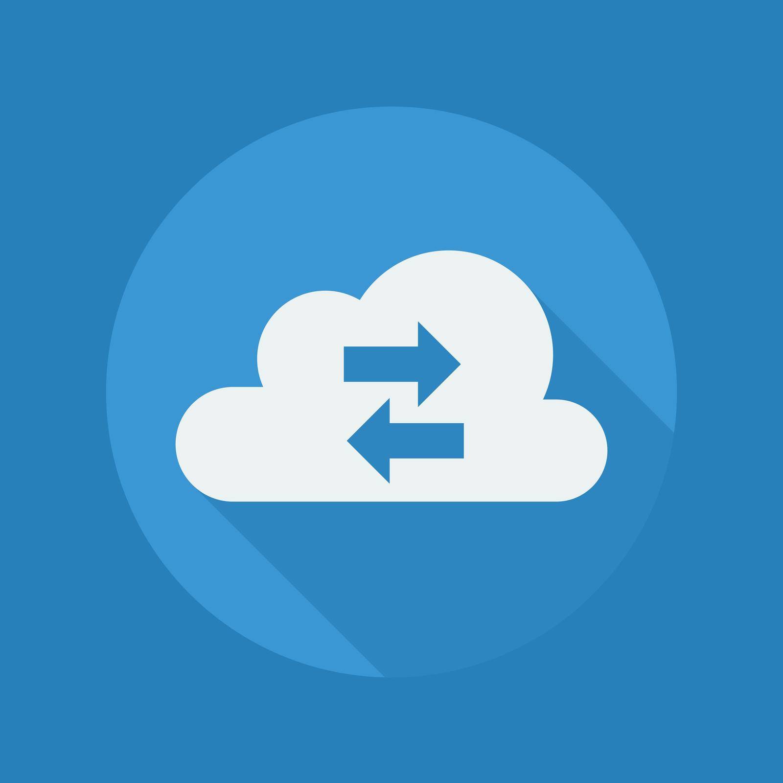 Cloud Computing Flat Icon With Long Shadow. Transfer