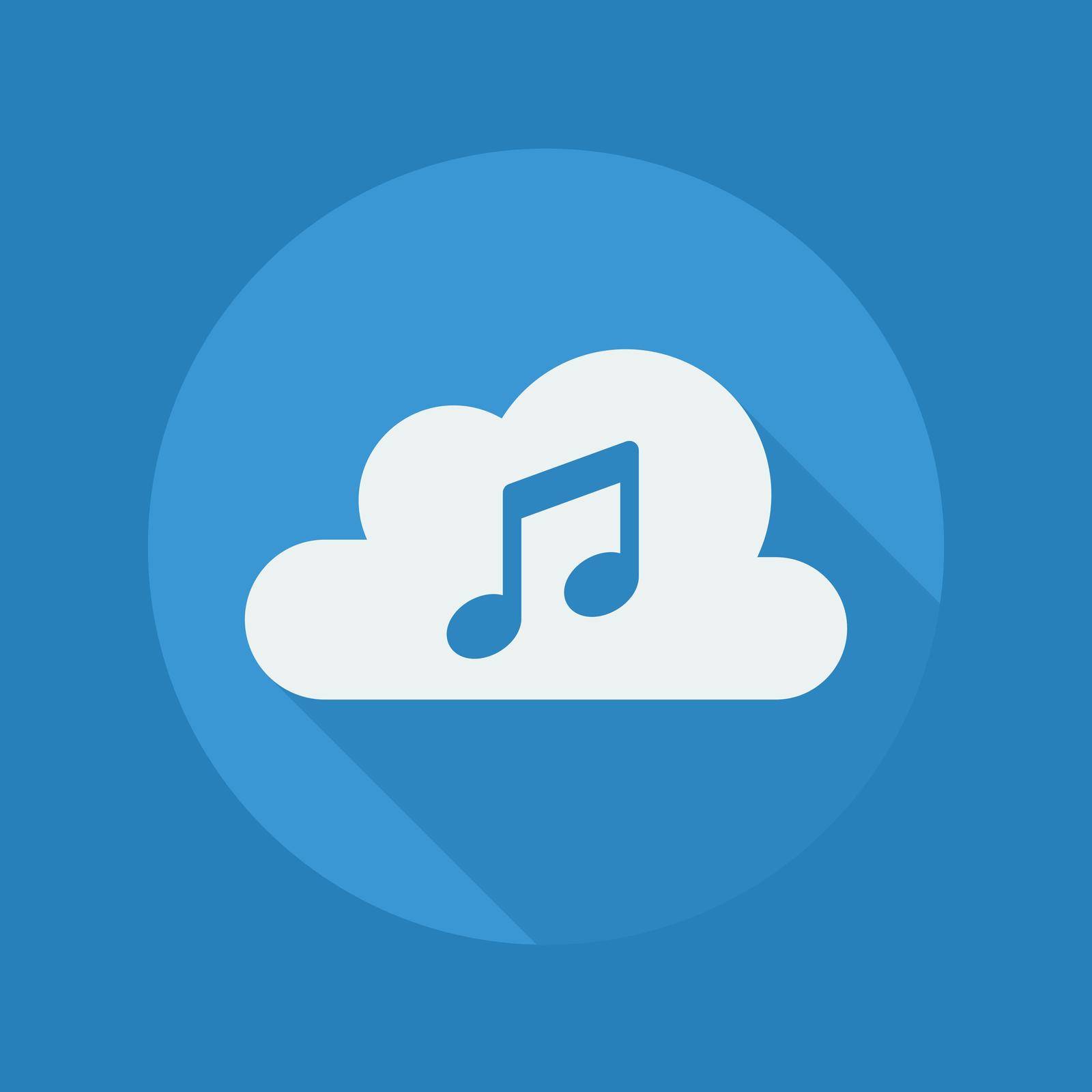 Cloud Computing Flat Icon With Long Shadow. Music