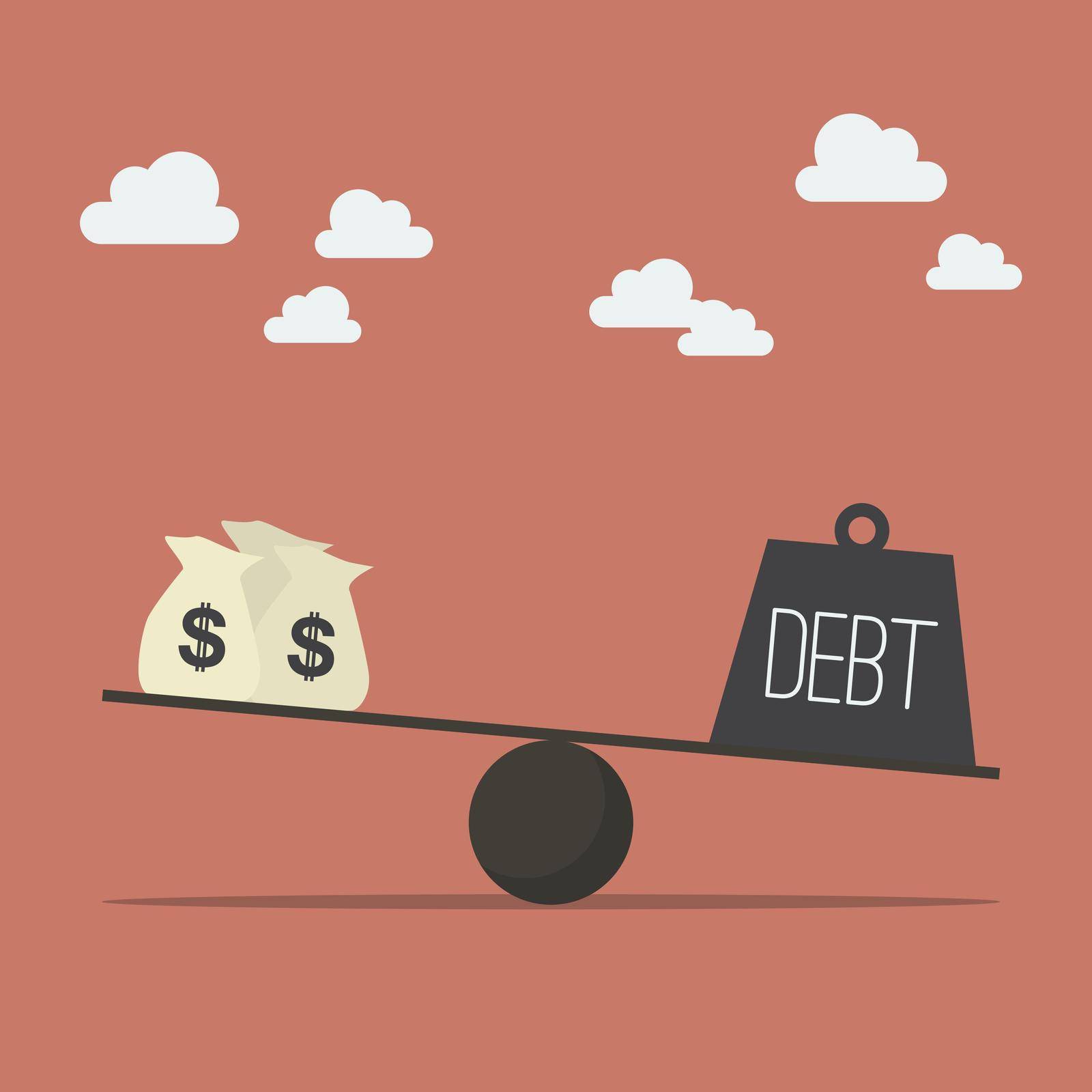 Balancing with income and debt. Business Concept