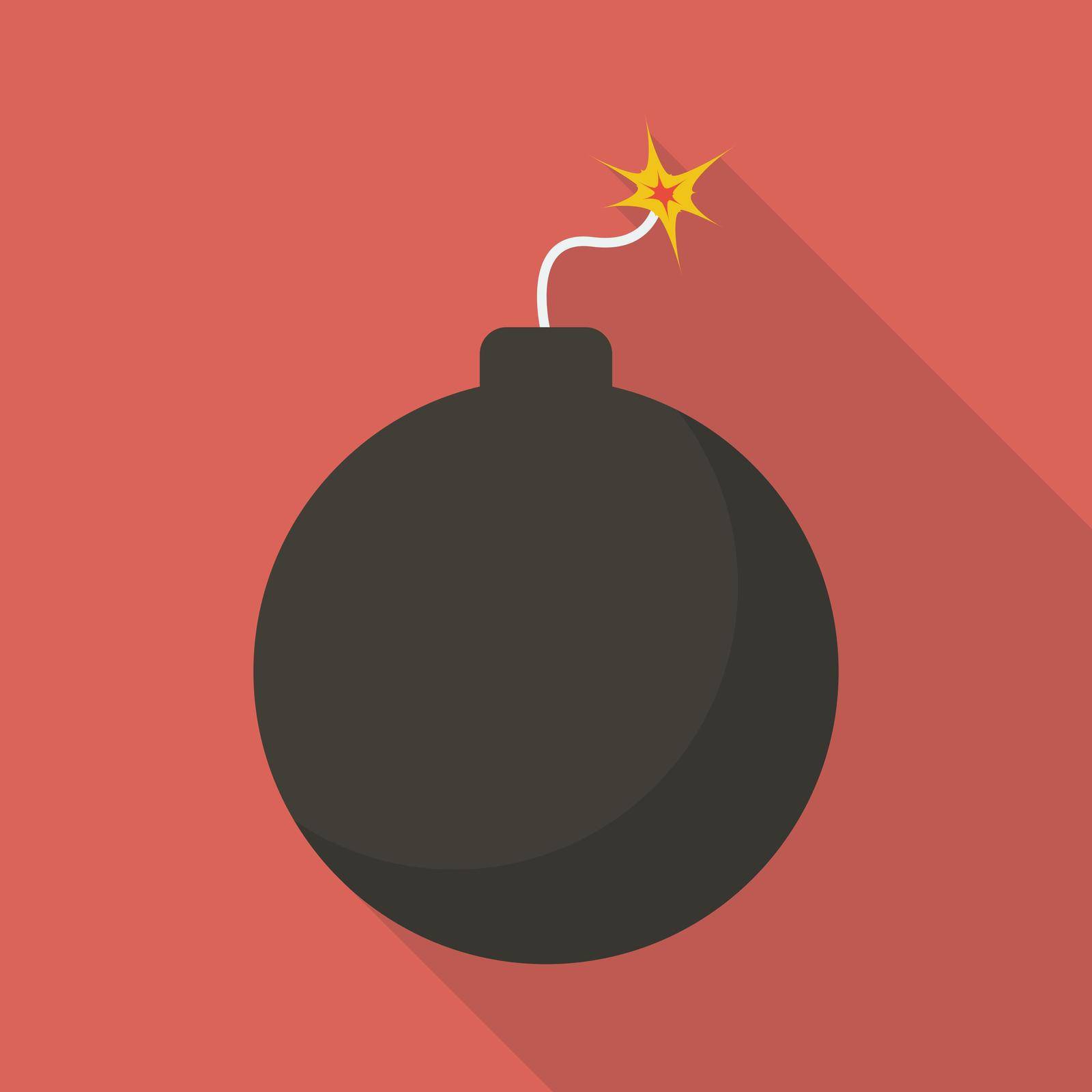 Bomb with sparkle. Flat design style