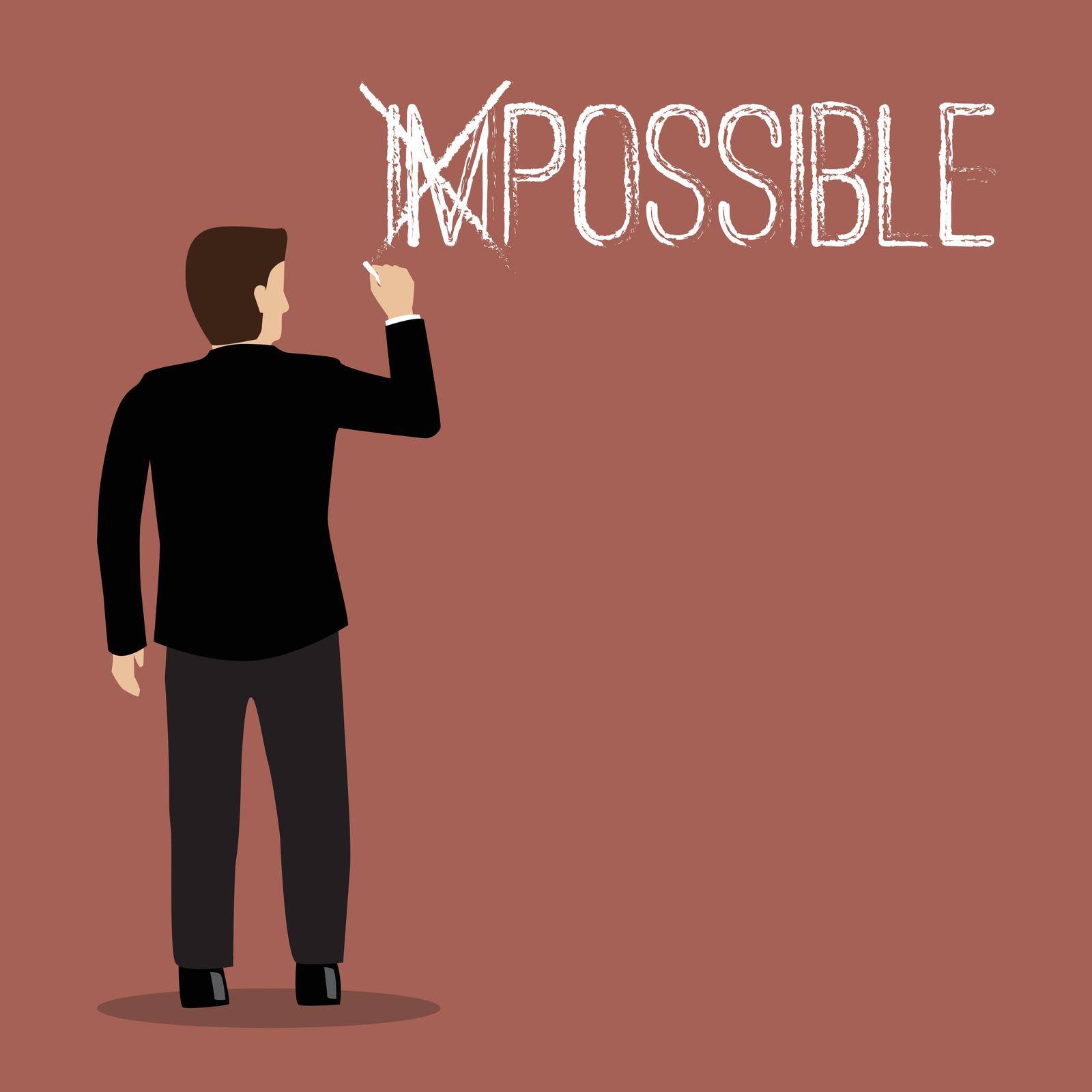 Businessman changing the word impossible into possible by siraanamwong