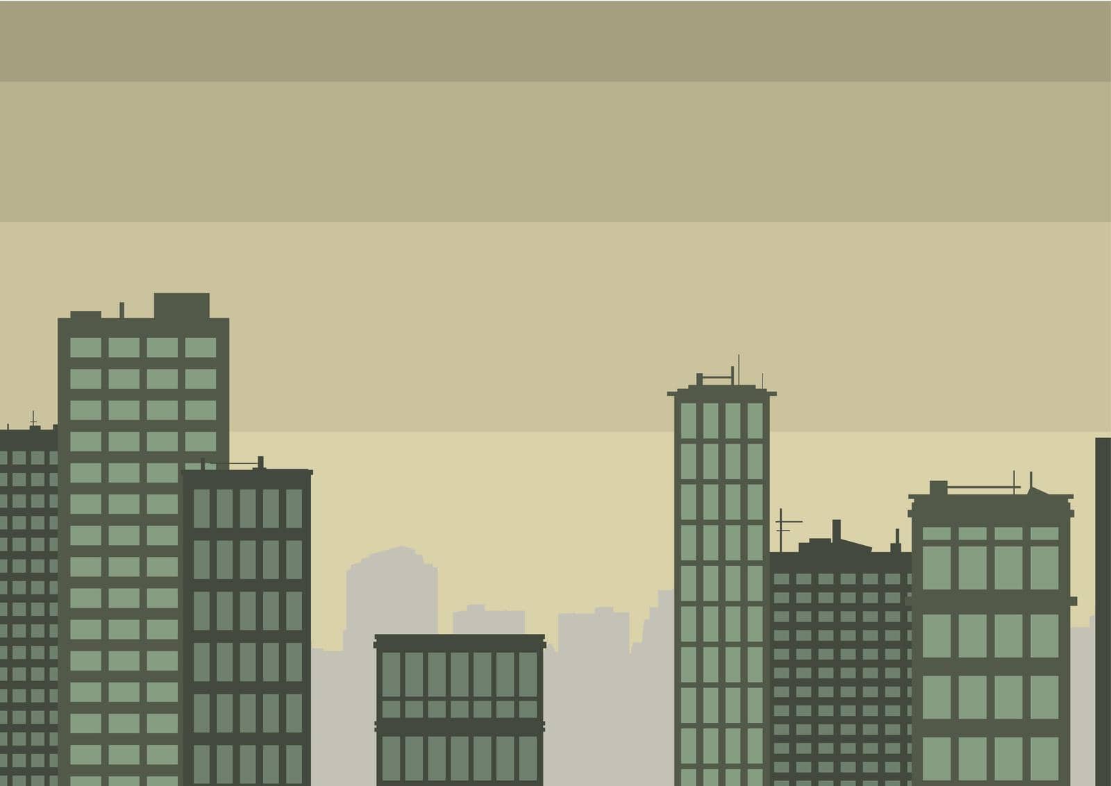 Multiple Skyscrapers Drawing Showing City Skyline.