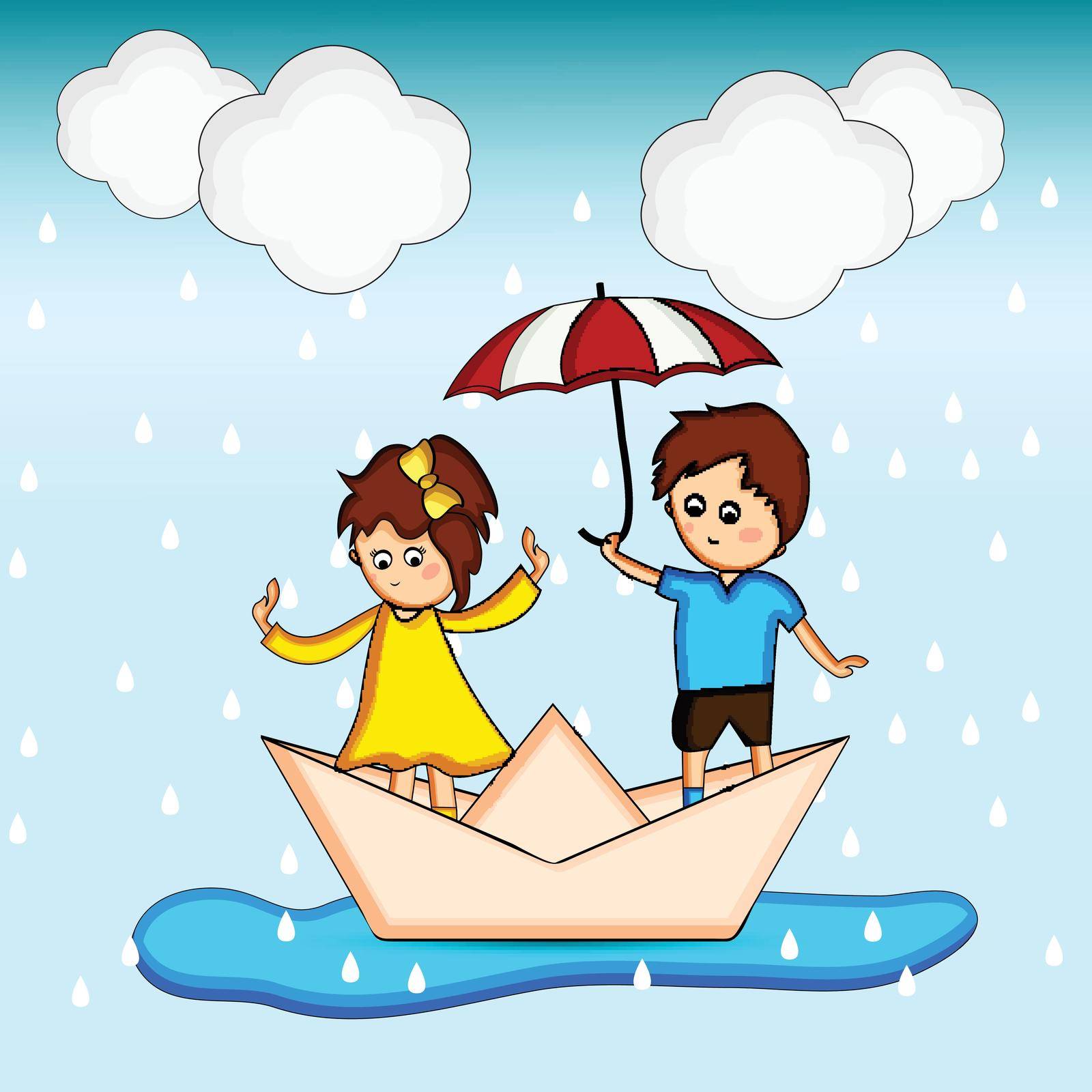 illustration of elements of Monsoon Season background