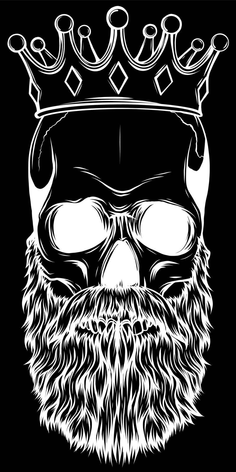 vector illustration of king skull with beard by dean