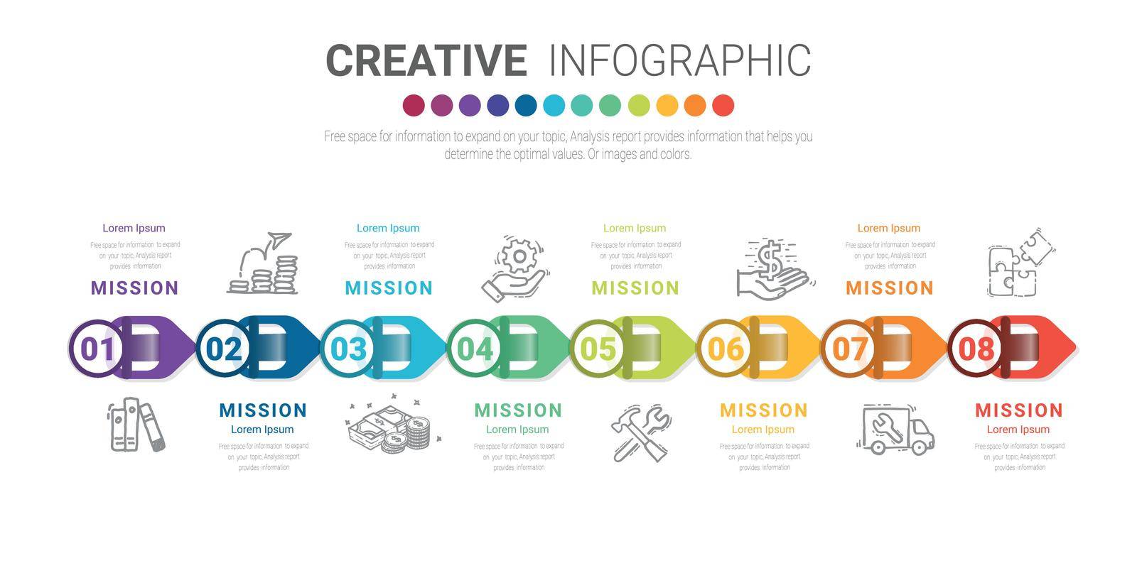Infographic design template with numbers 8 option for Presentation Timeline. by Auchara