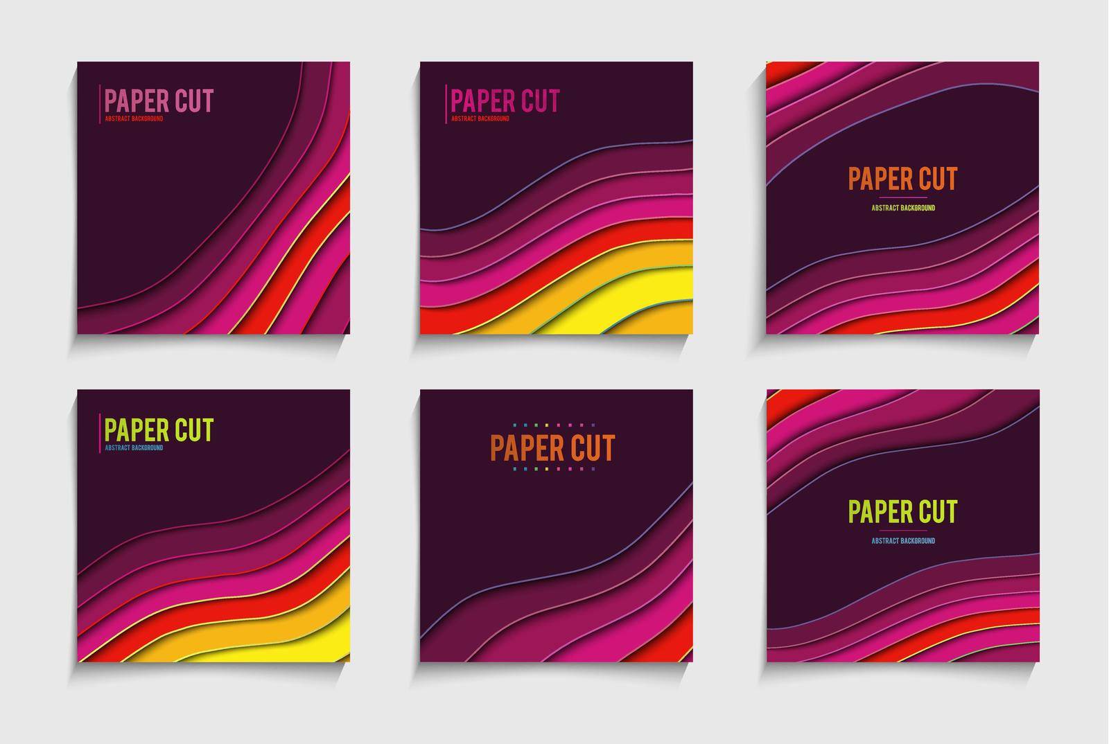 Abstract paper cut social media post. Paper cut poster cover vector design template.
