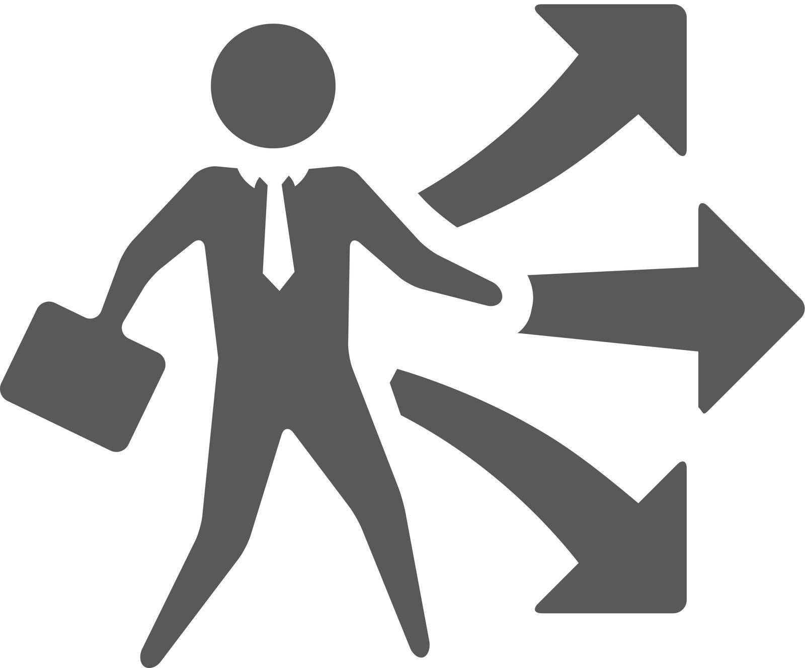 Businessman choice icon in single color. Business option career arrows direction