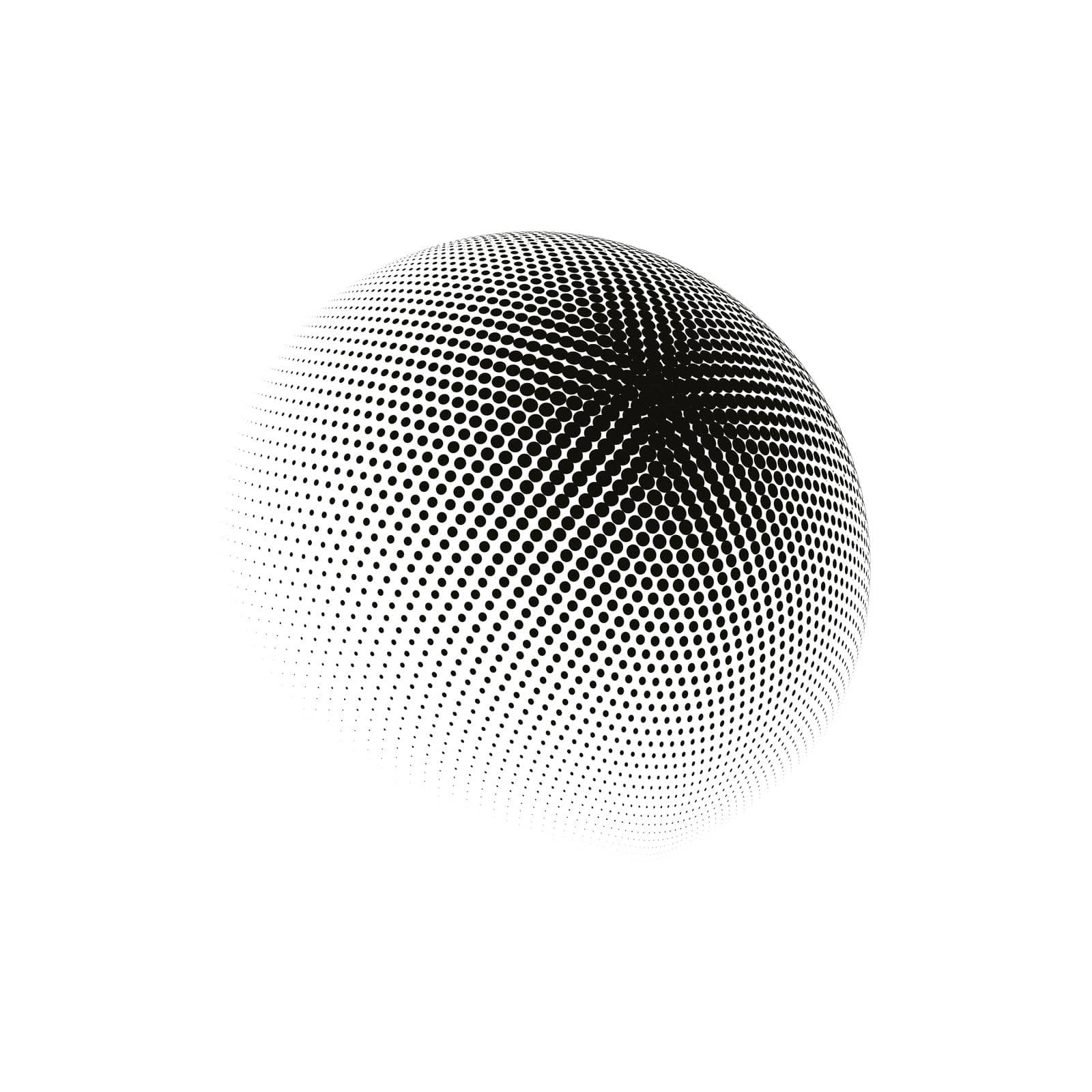 Halftone sphere dotted vector illustration. Circle halftone patterns dots logo.