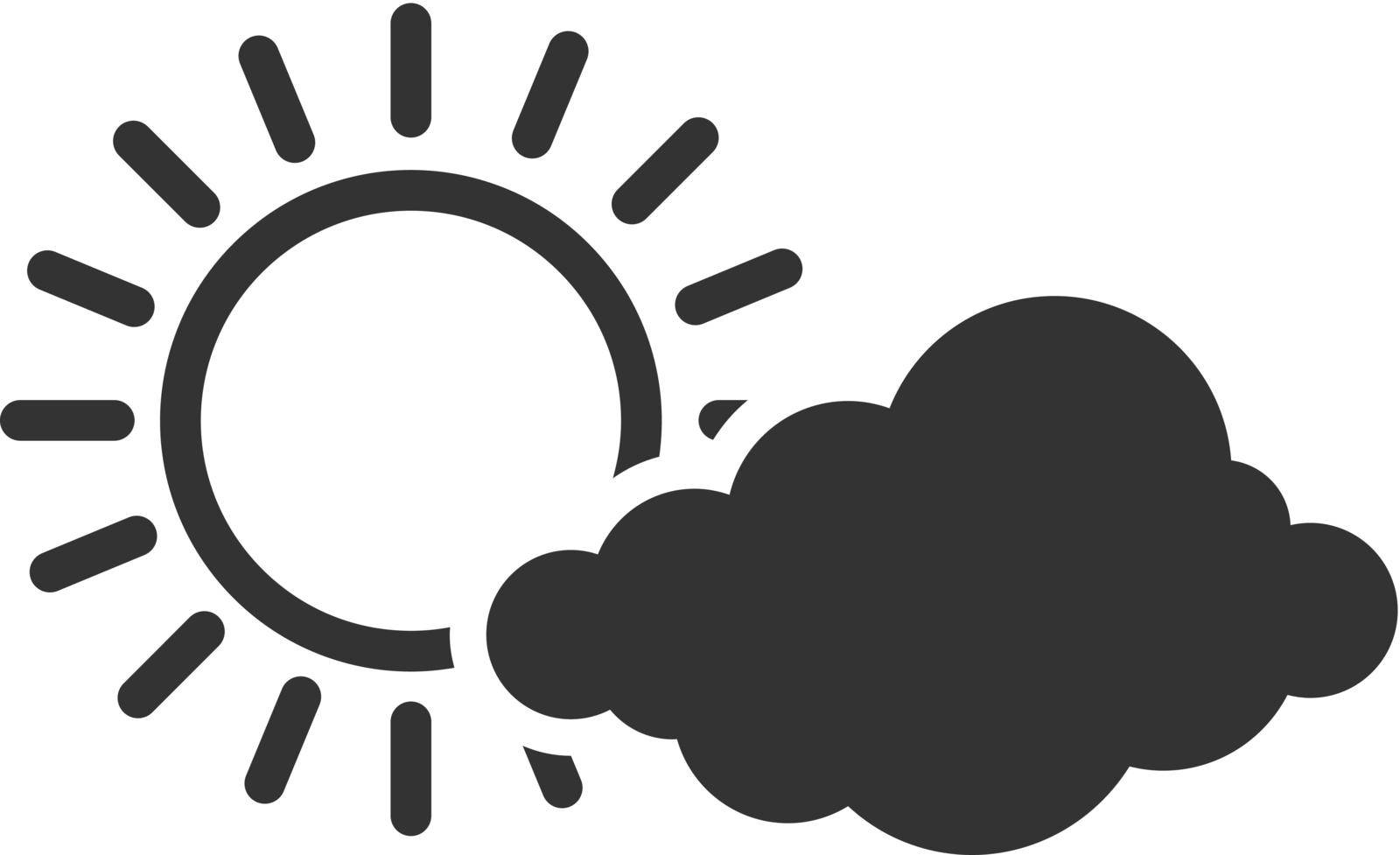 Weather forecast partly cloudy icon in single color. Meteorology overcast