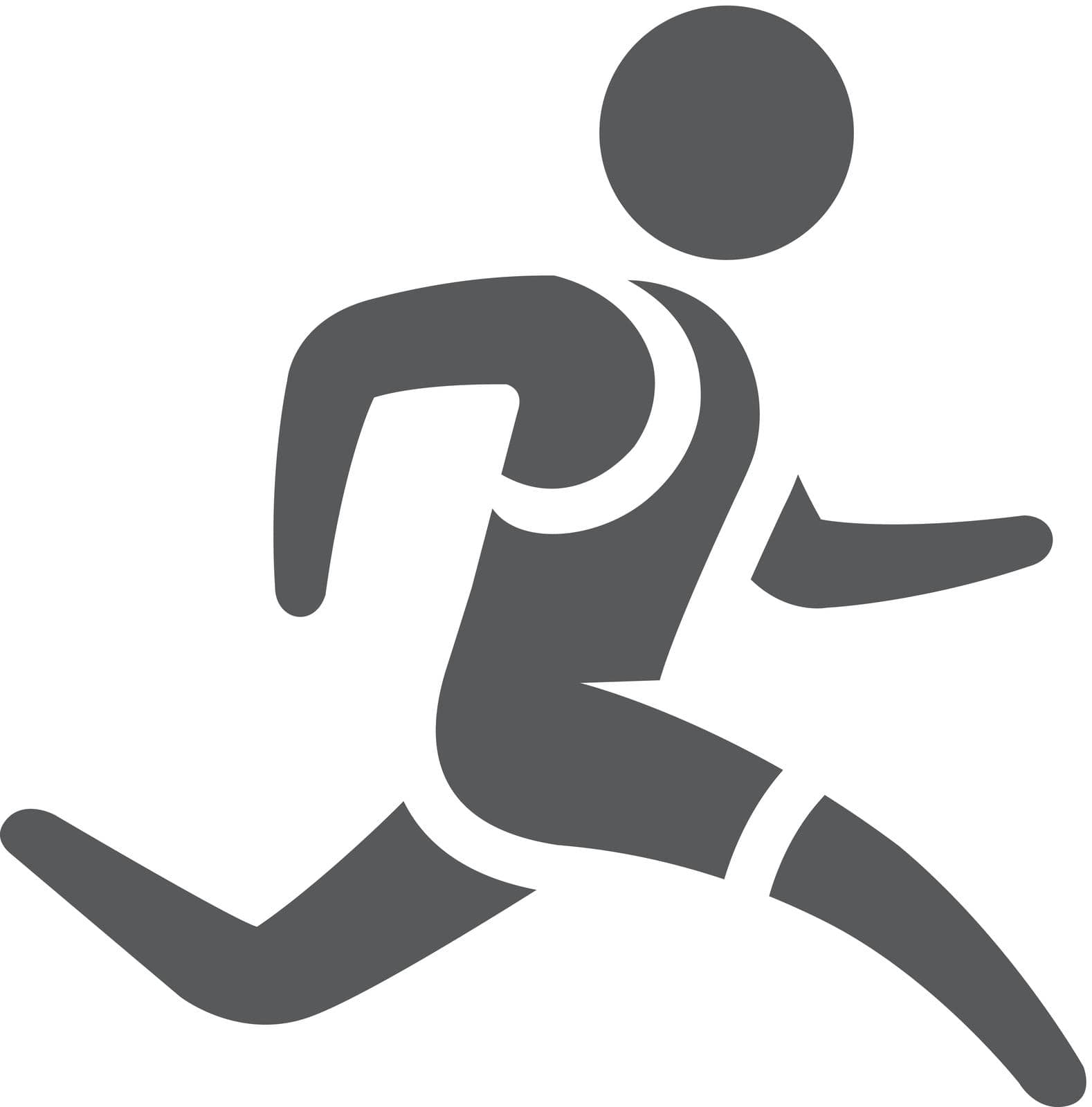 Running athlete icon in single grey color. Marathon triathlon competition olympics olympians sport