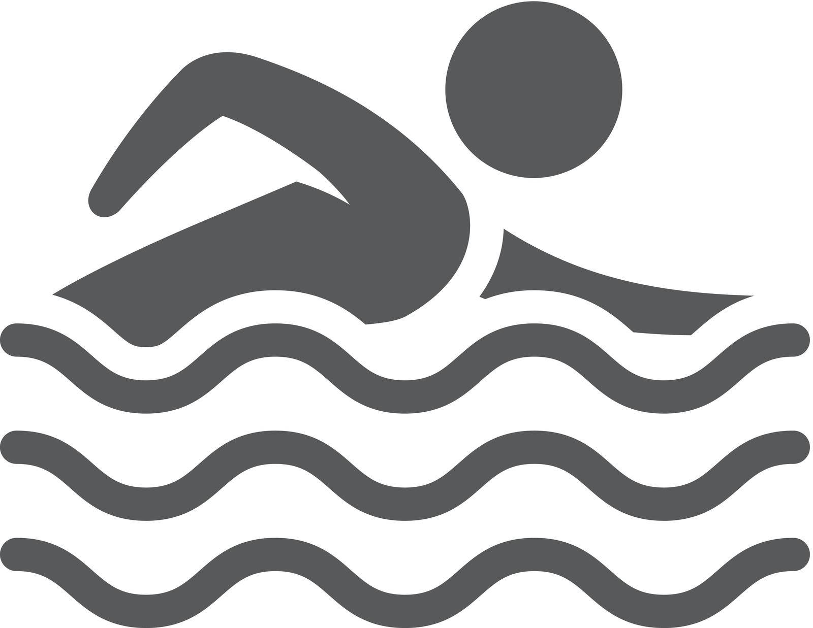Man swimming icon in single grey color. Athlete triathlon olympics olympian sport