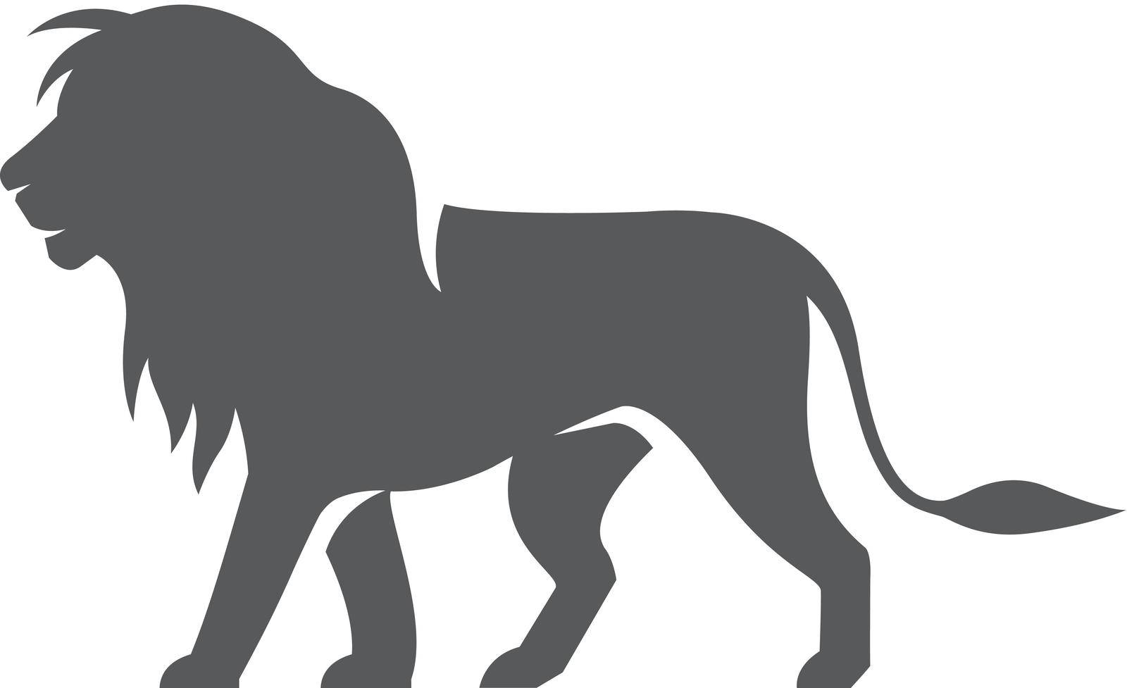 Lion icon in single grey color. SIlhouette logo mammal carnivore jungle zoo safari